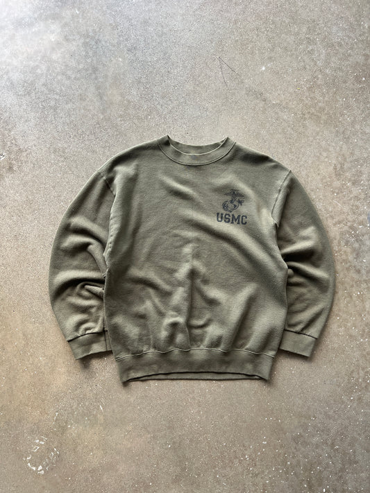 Vintage Green Marines USMC Crew - M