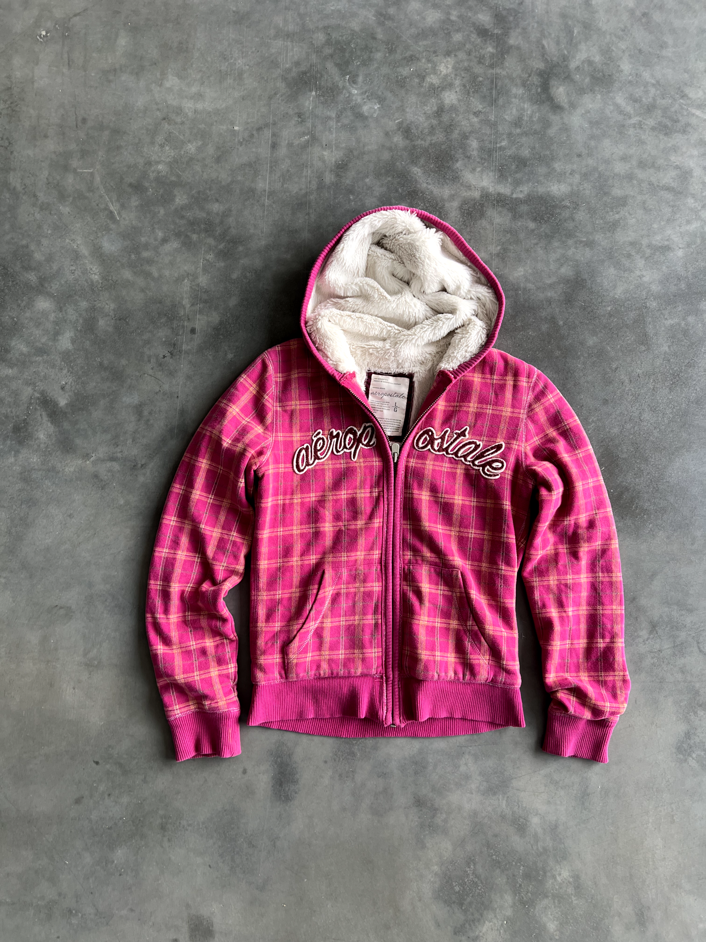 Vintage Red Striped Hoodie - L