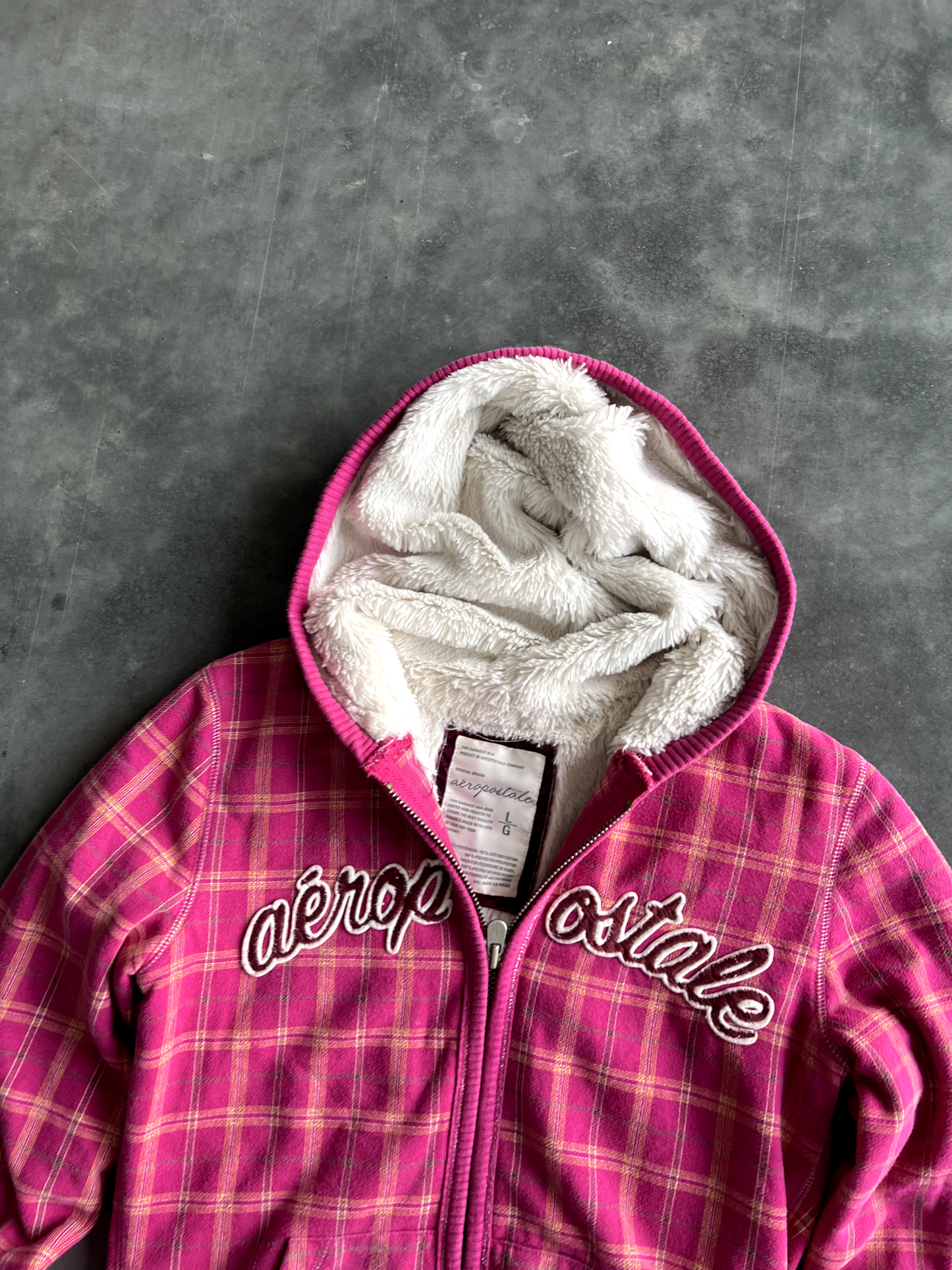 Vintage Red Striped Hoodie - L