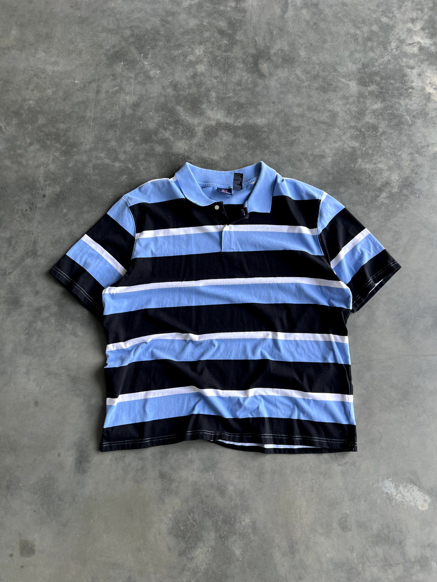Vintage Blue Striped Quarter Button Up - XXL