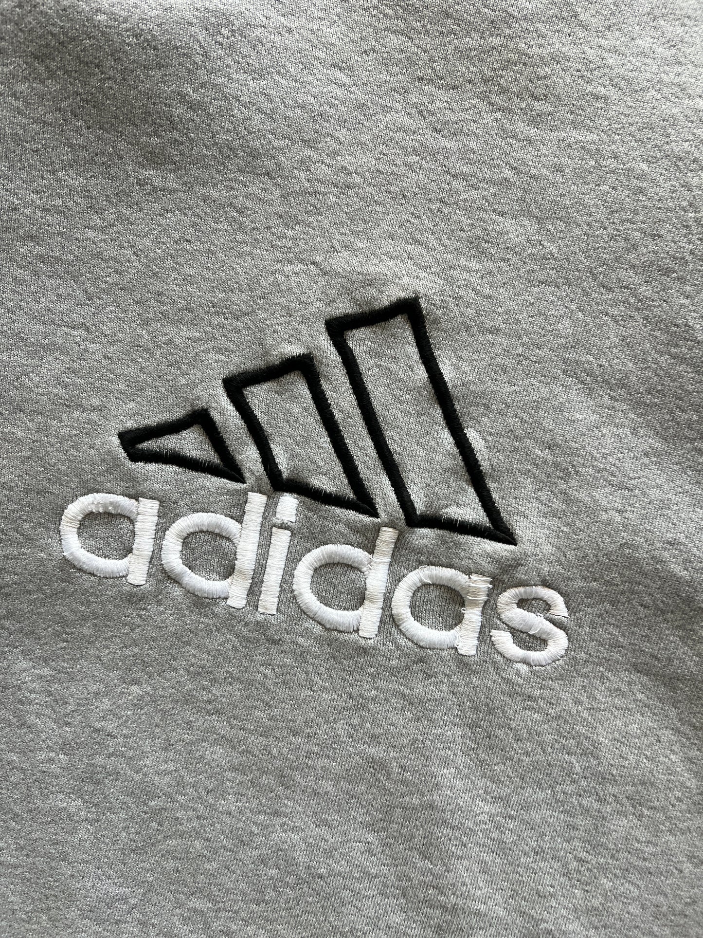 Vintage Grey Distressed Adidas Crew - XL