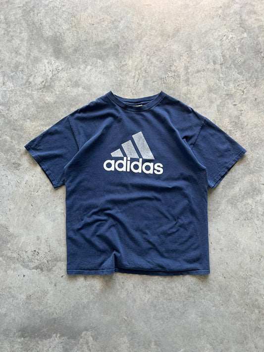 Vintage Navy Adidas Spellout Shirt - L