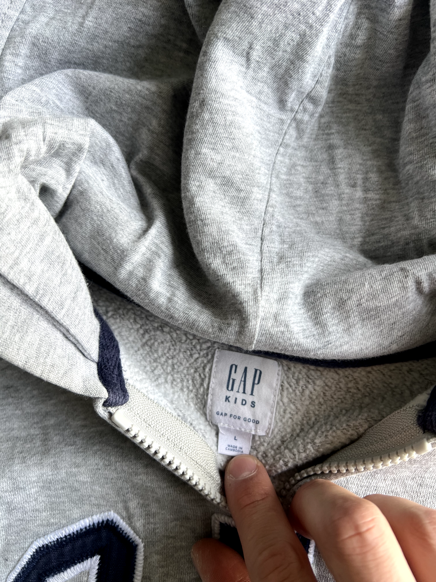 Vintage Grey Gap Zip Up Hoodie - L
