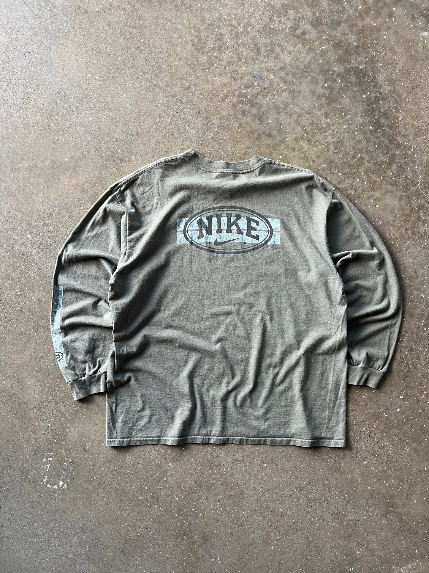 Vintage Grey Green Nike Long Sleeve Shirt - XL