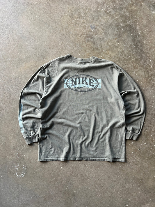 Vintage Grey Green Nike Long Sleeve Shirt - XL