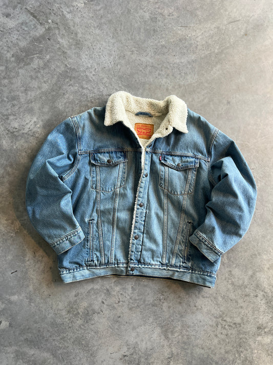 Vintage Sherpa Lined Levis Denim Jacket - XXL