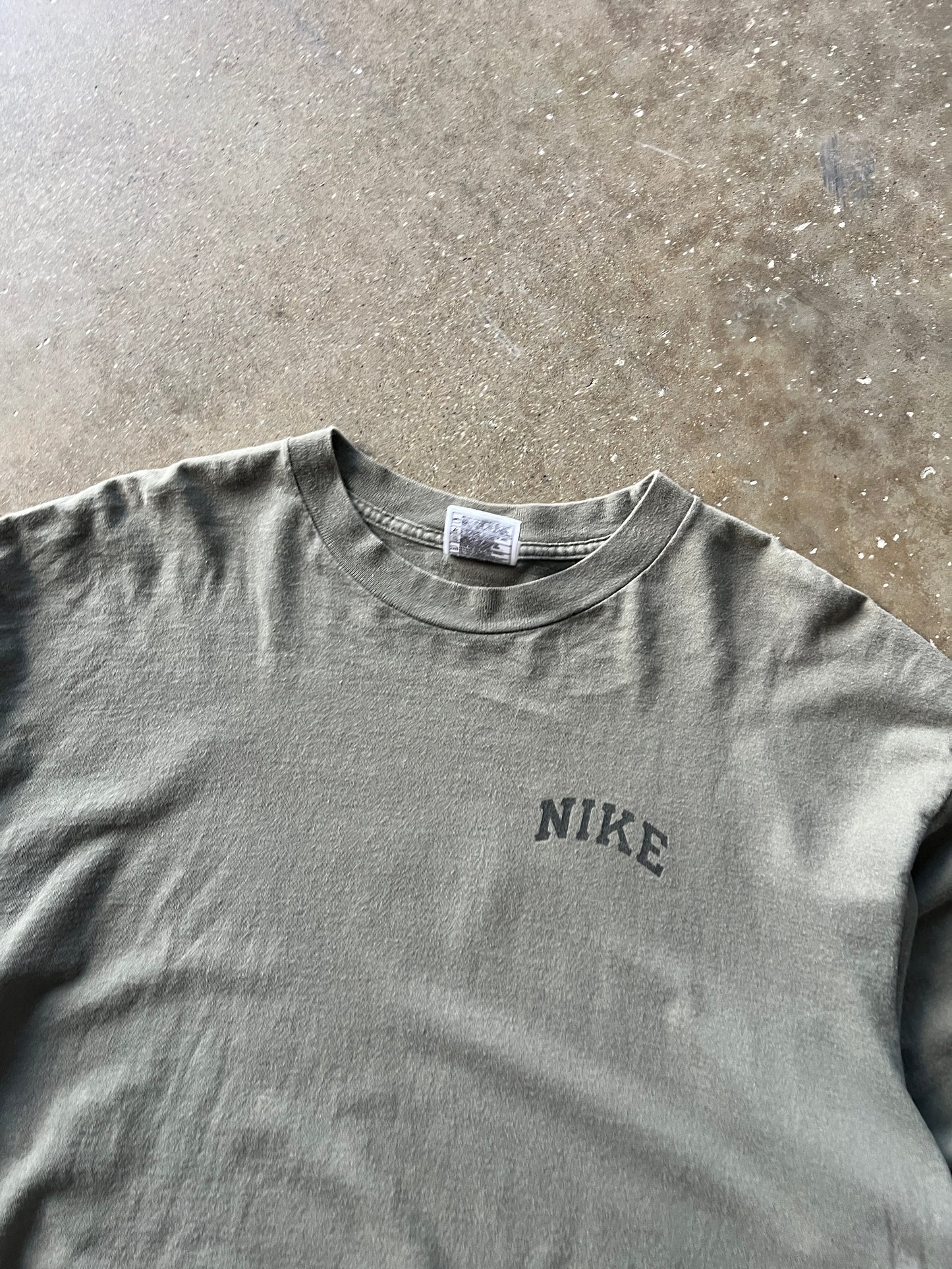 Vintage Grey Green Nike Long Sleeve Shirt - XL