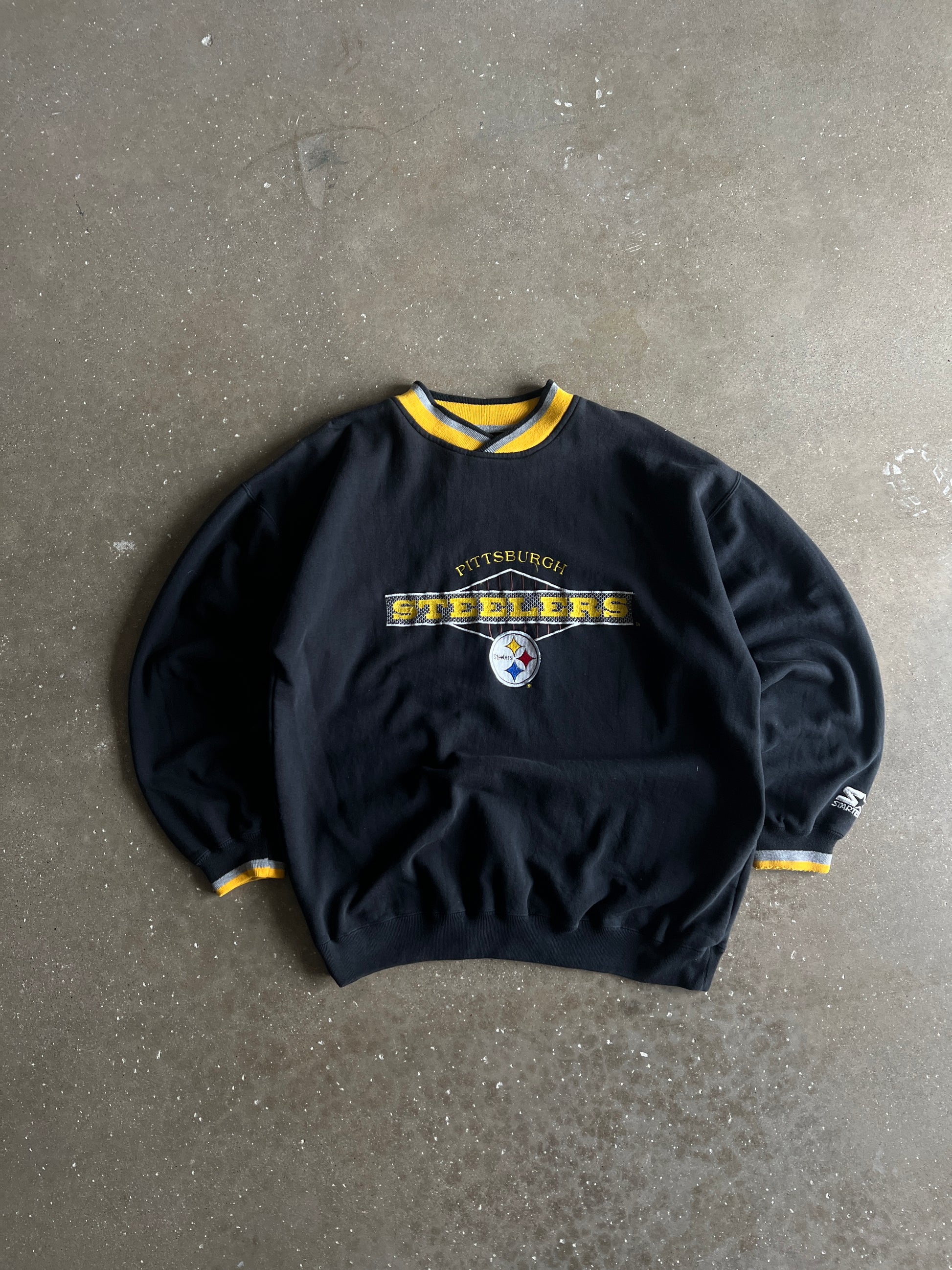 Vintage Black Pittsburgh Steelers Crew - XL