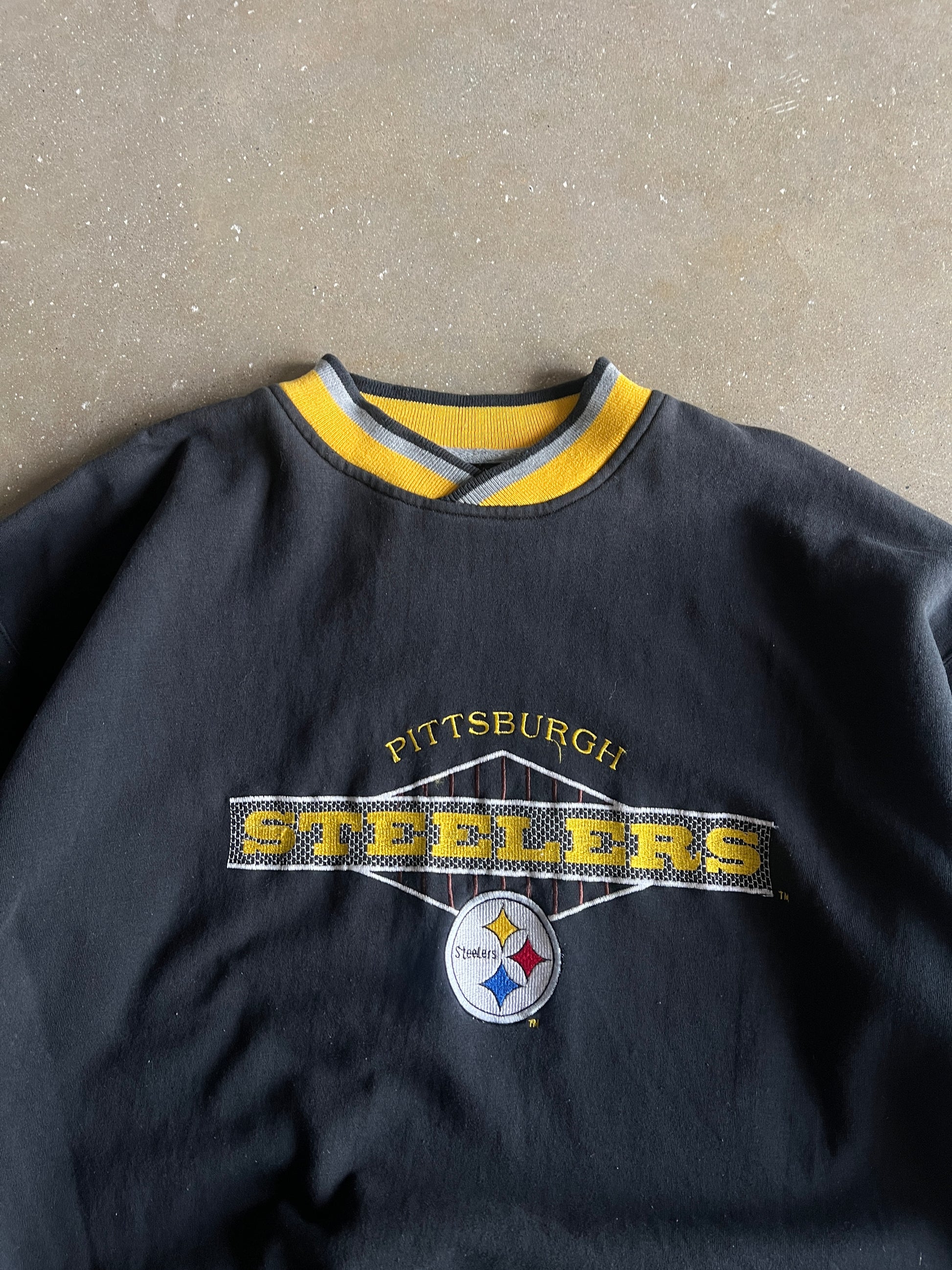 Vintage Black Pittsburgh Steelers Crew - XL