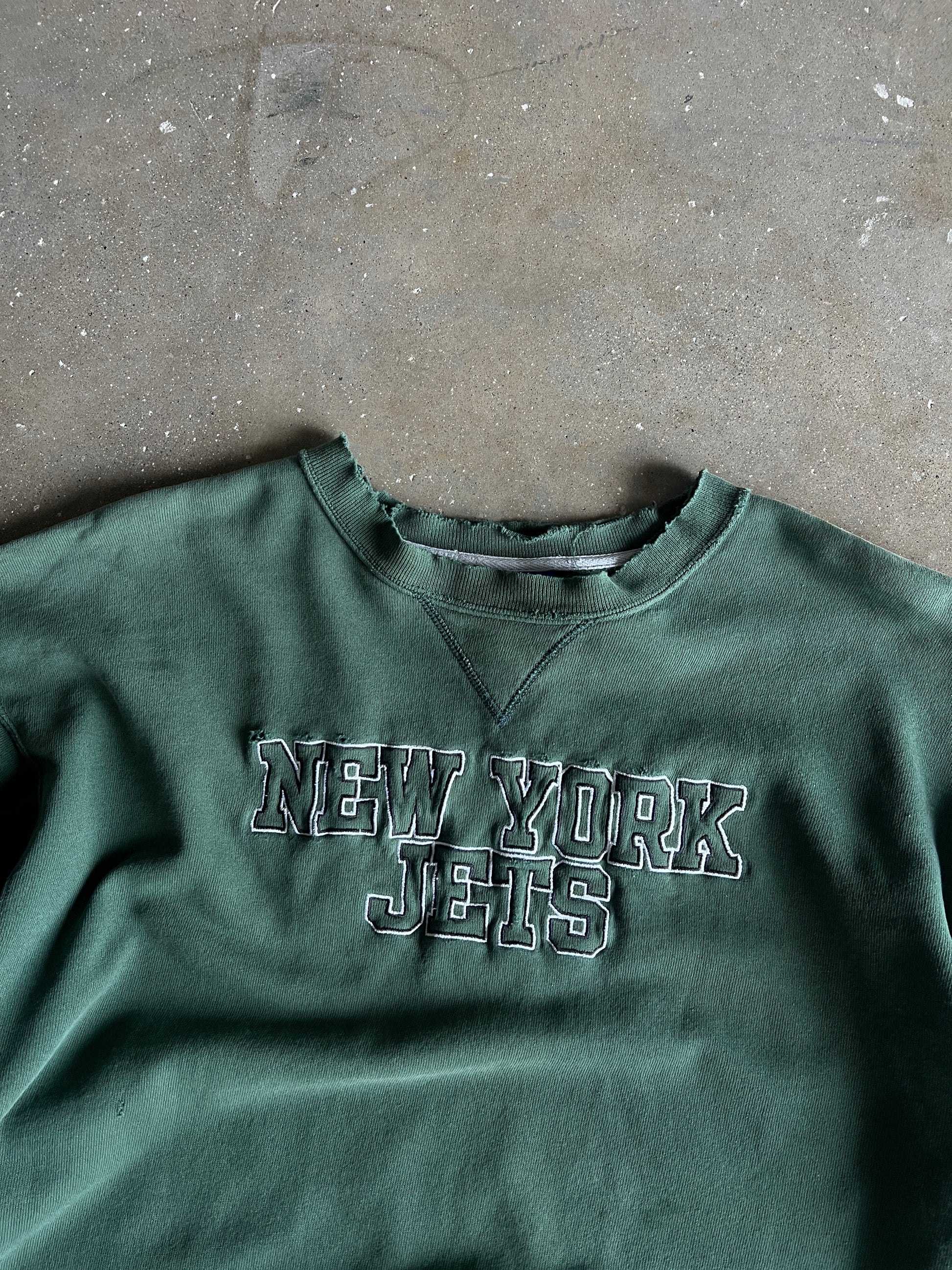 Vintage Distressed New York Jets Crew - L