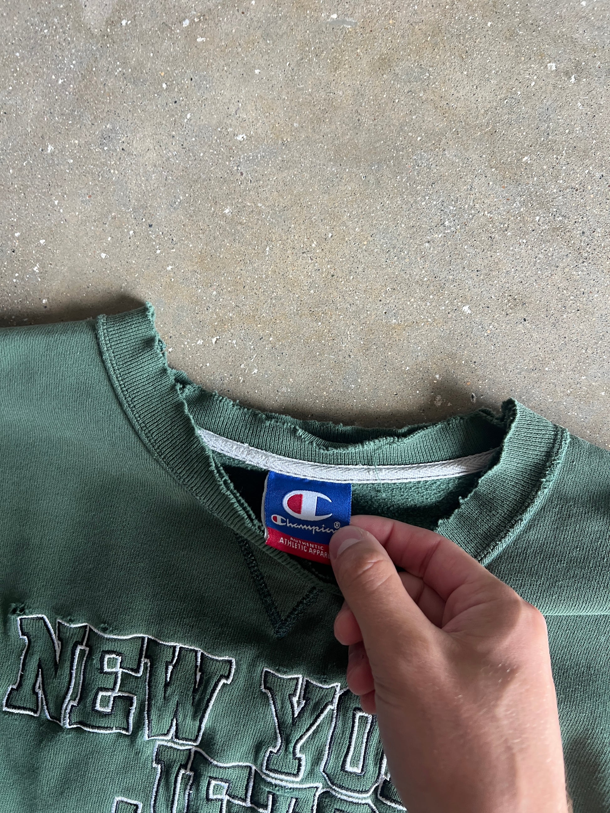 Vintage Distressed New York Jets Crew - L