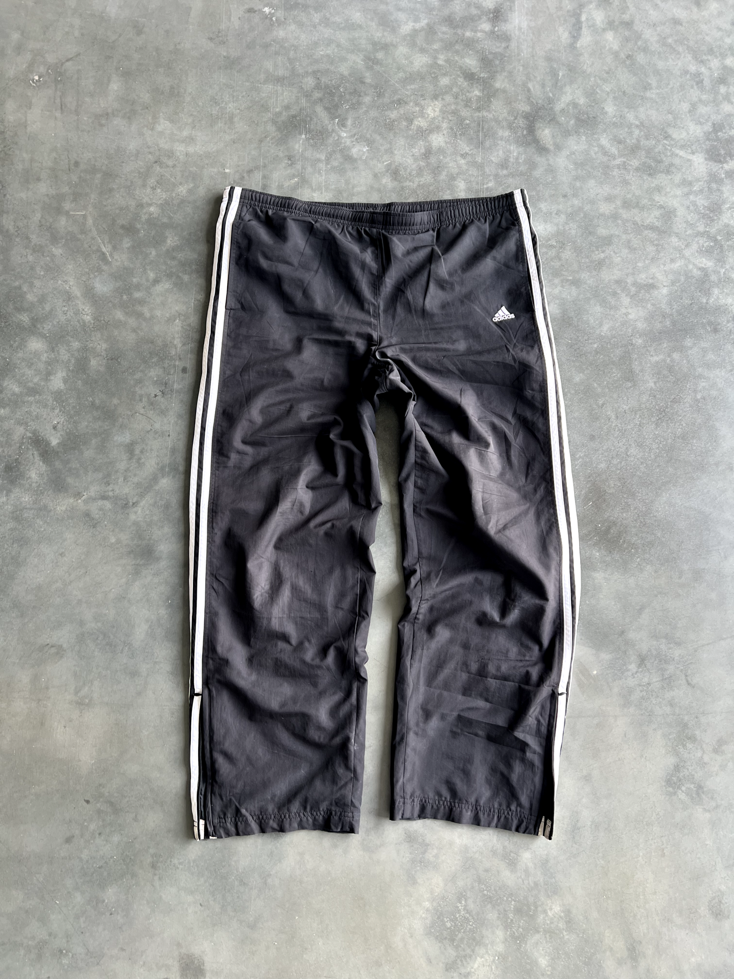 Vintage Black Adidas Striped Track Pants - L