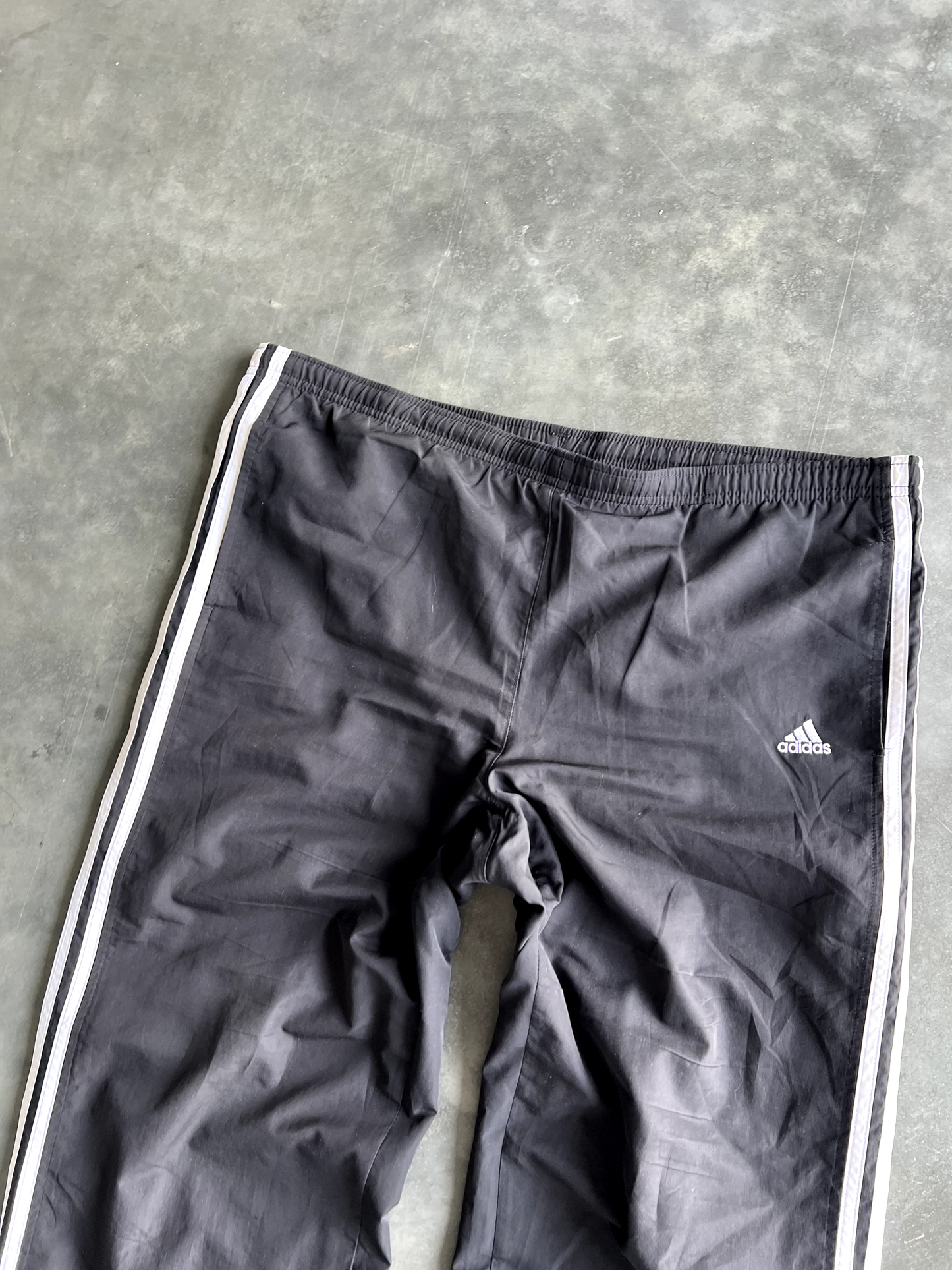 Vintage Black Adidas Striped Track Pants - L