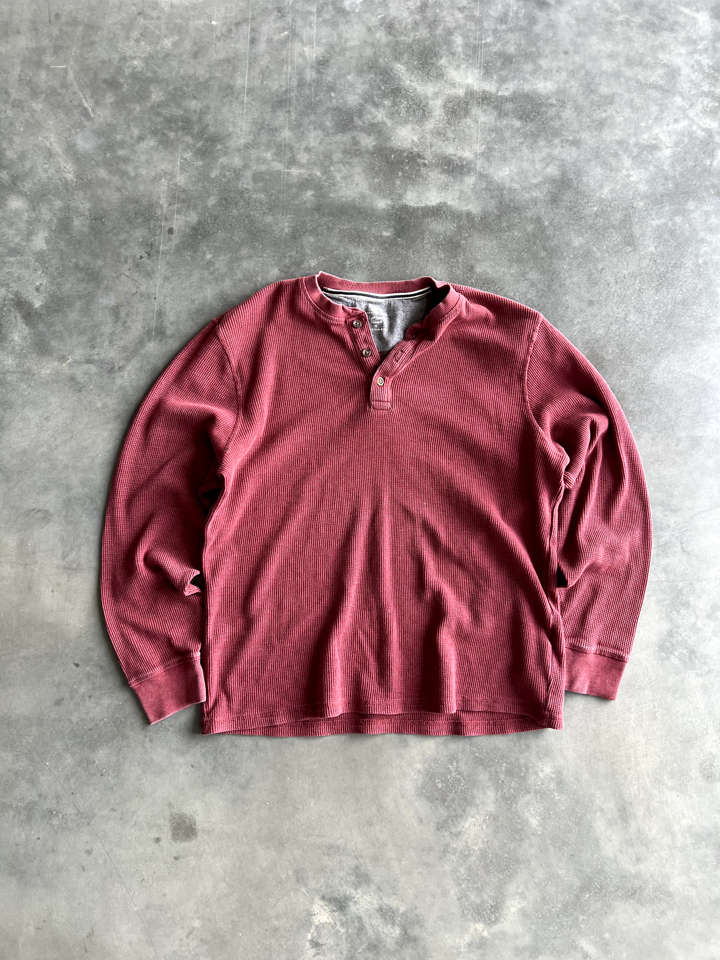 Vintage Maroon Waffle Knit Long Sleeve - XL