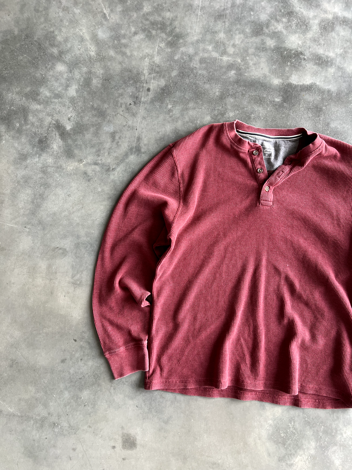 Vintage Maroon Waffle Knit Long Sleeve - XL