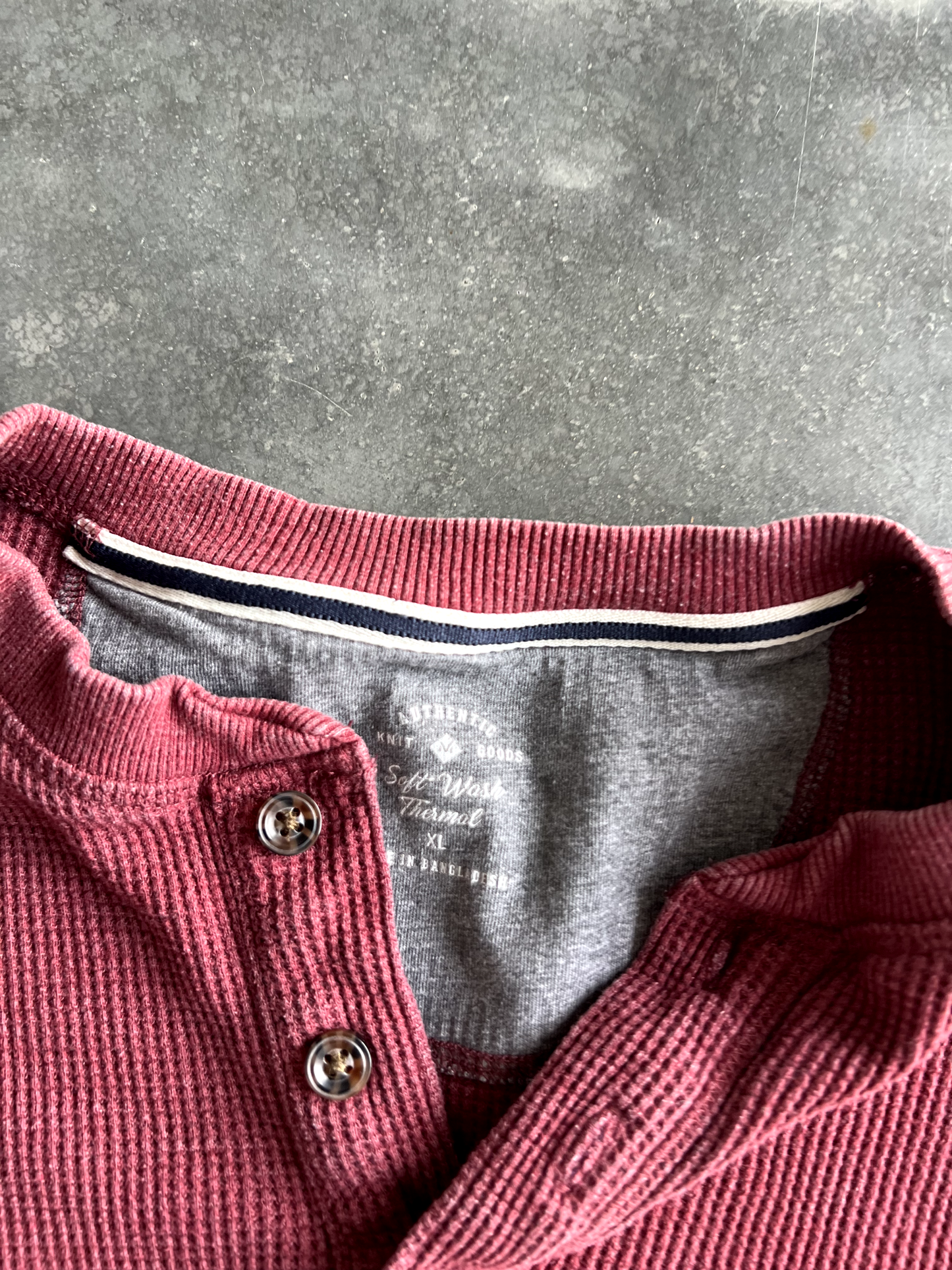Vintage Maroon Waffle Knit Long Sleeve - XL