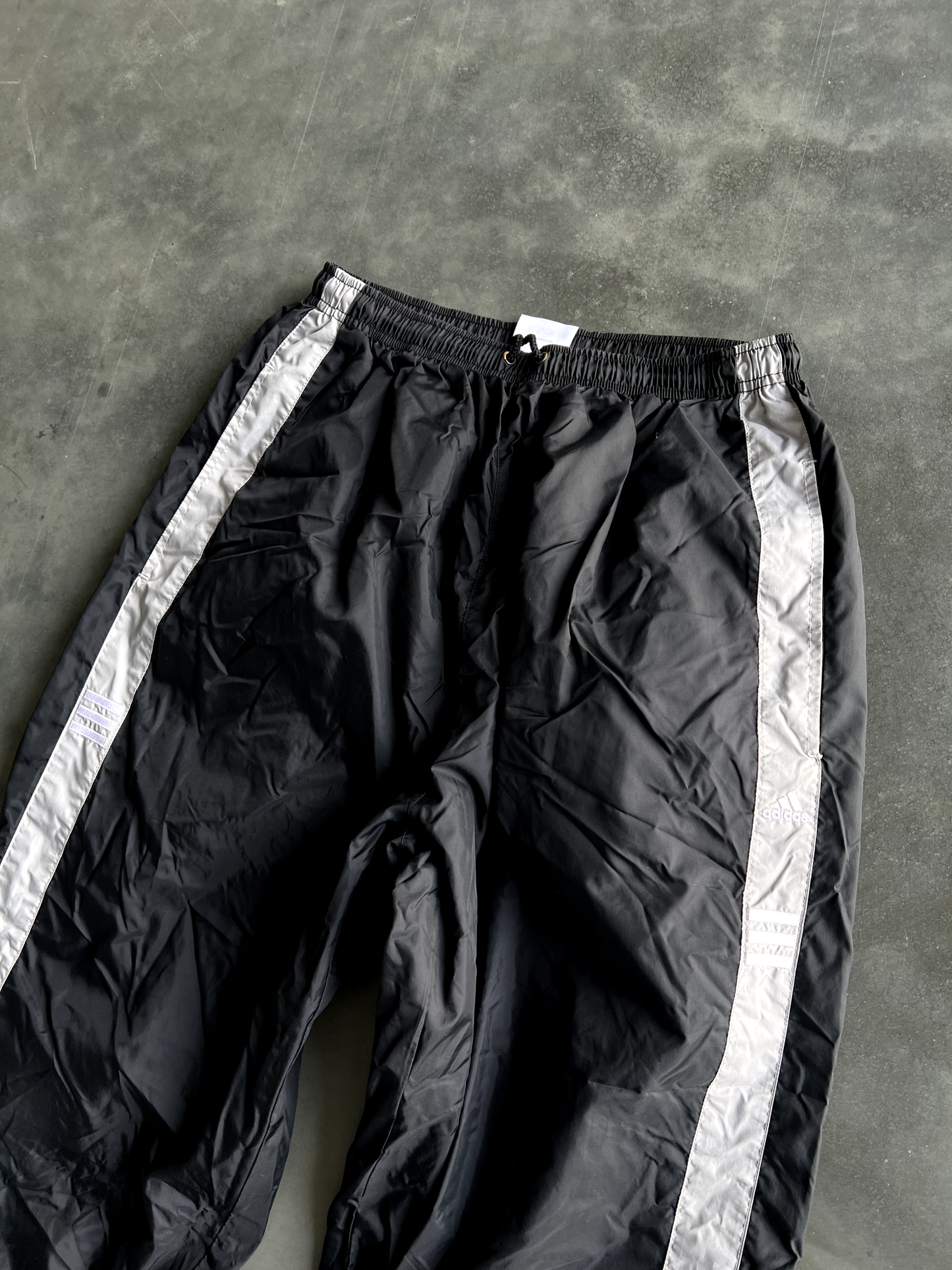 Vintage Black Adidas Striped Track Pants - L