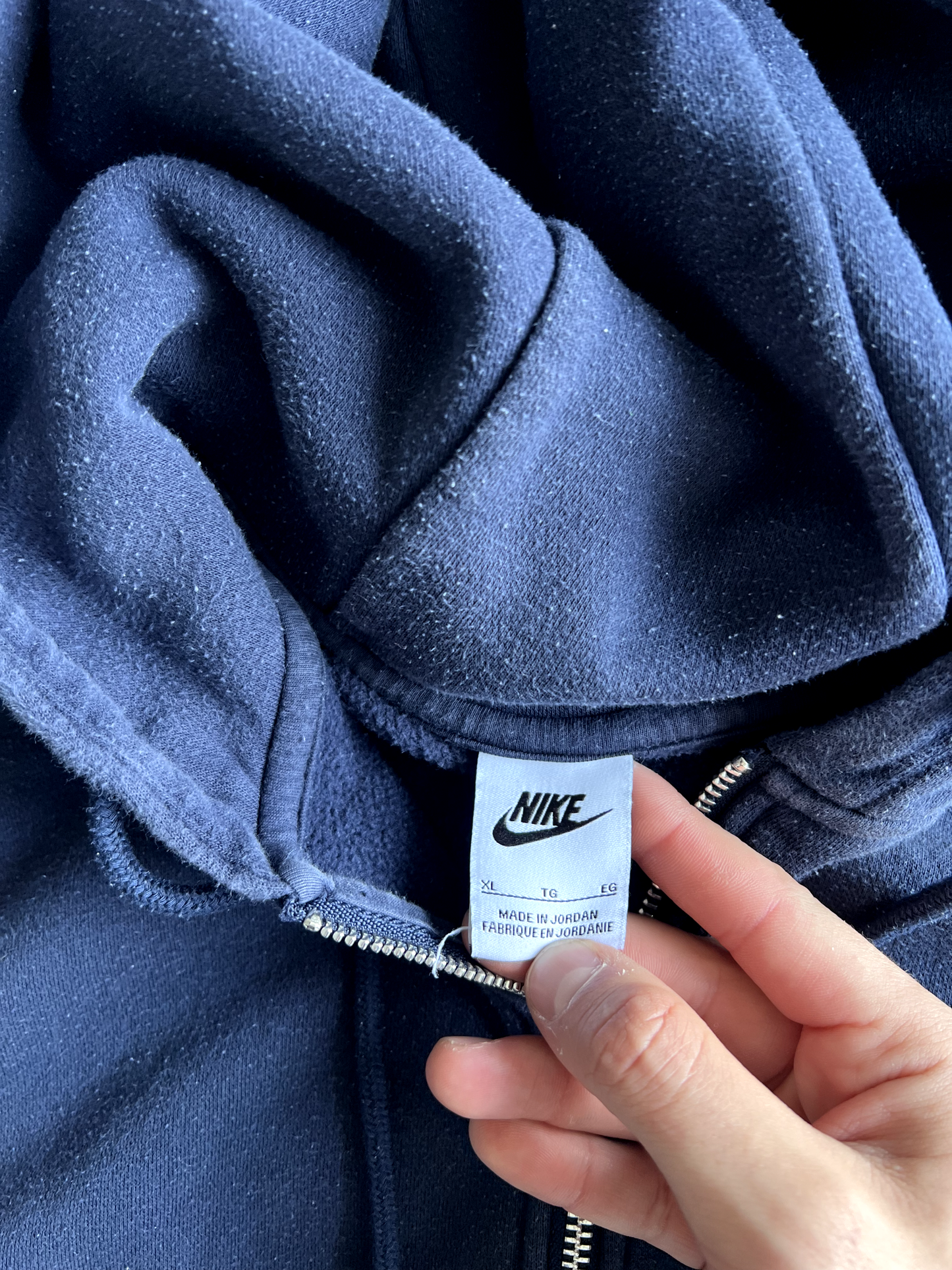 Vintage Navy Blue Nike Swoosh Zip Up - XL