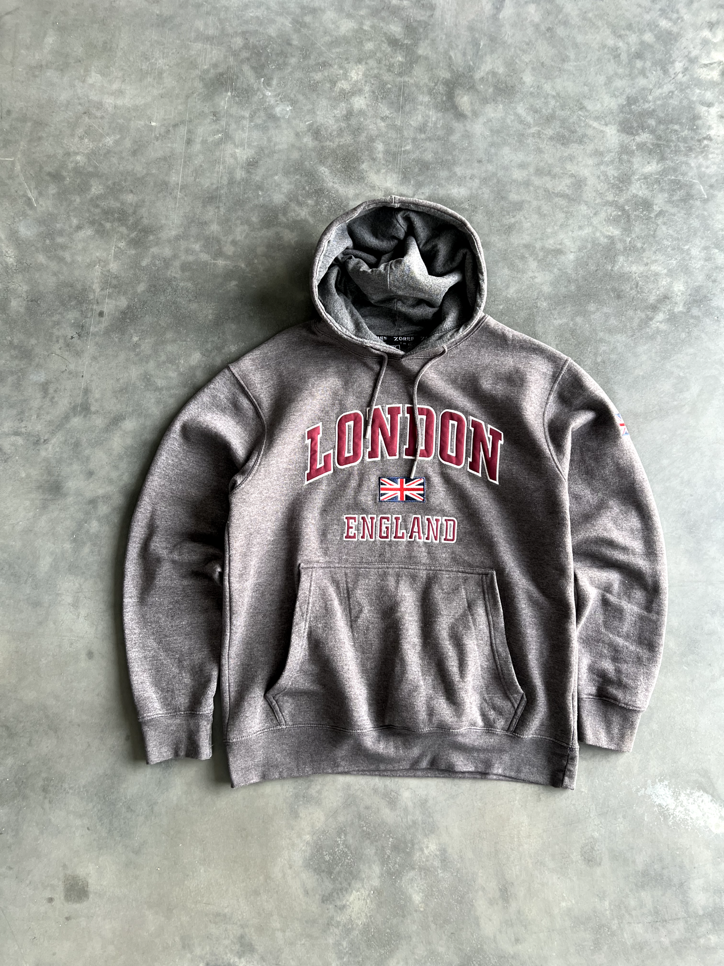 Vintage Grey London Spellout Hoodie - XL