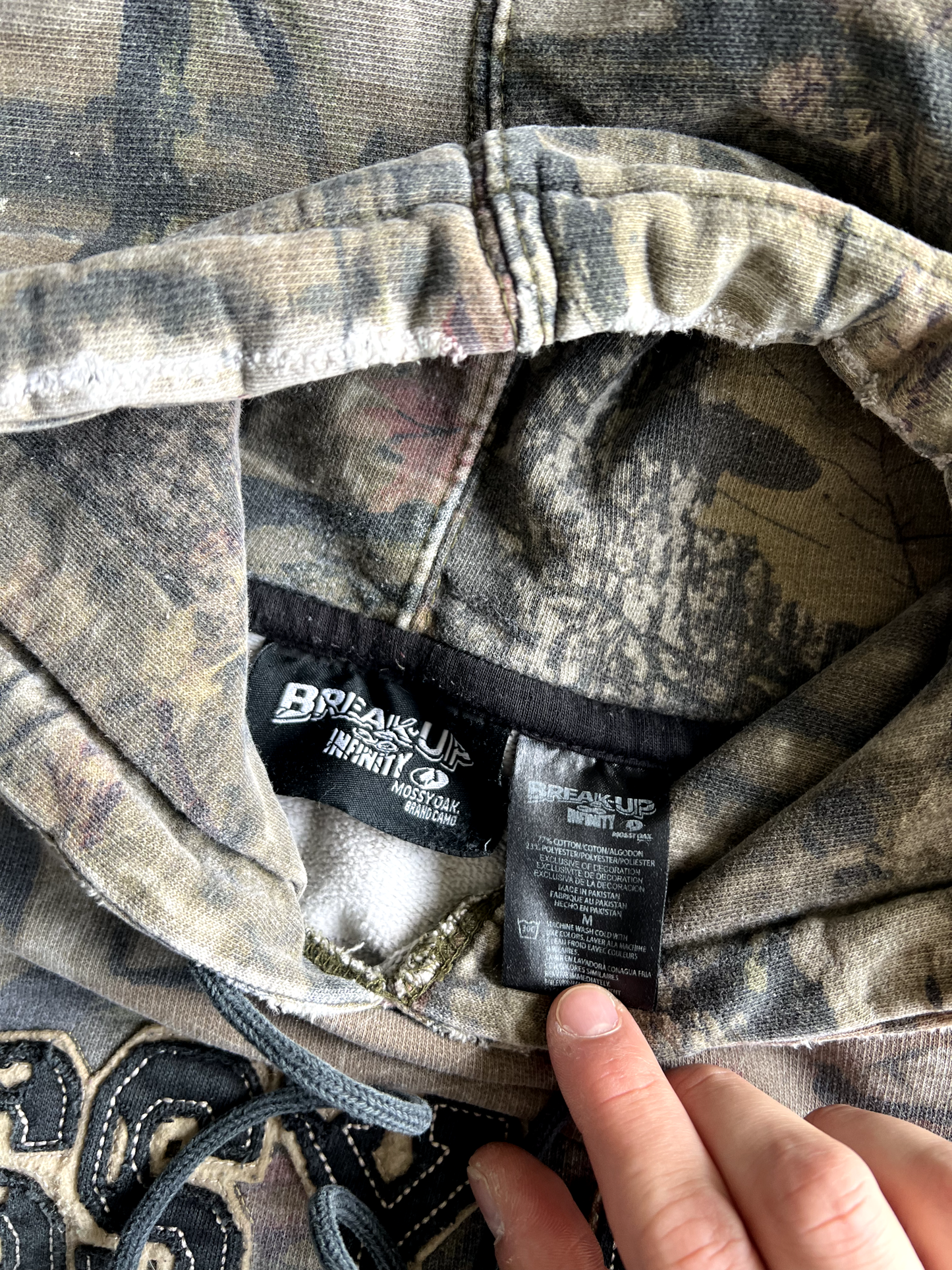 Vintage Camo Mossy Oak Spellout Hoodie - M
