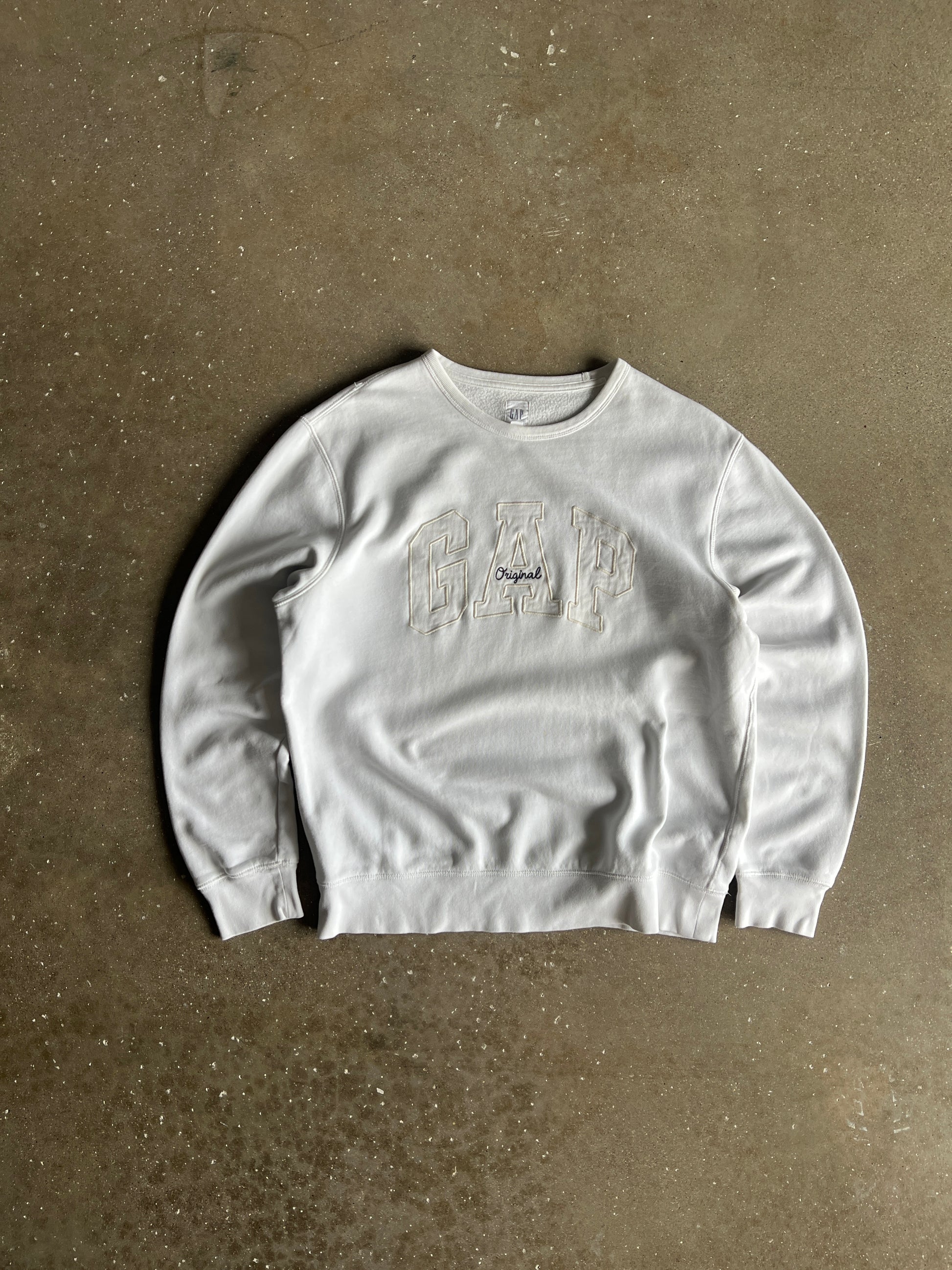 Vintage White Gap Spellout Crew - L