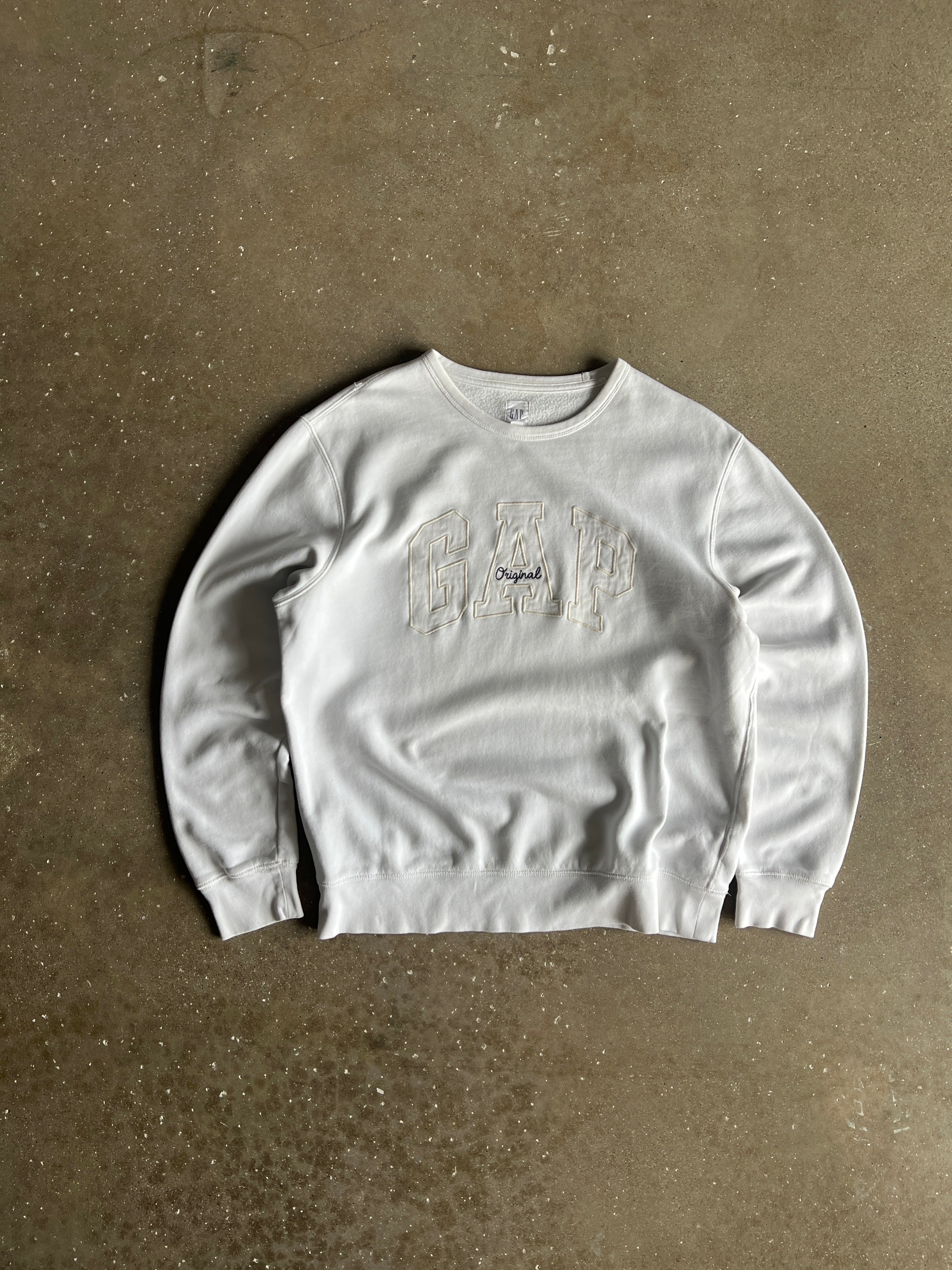 Vintage White Gap Spellout Crew - L