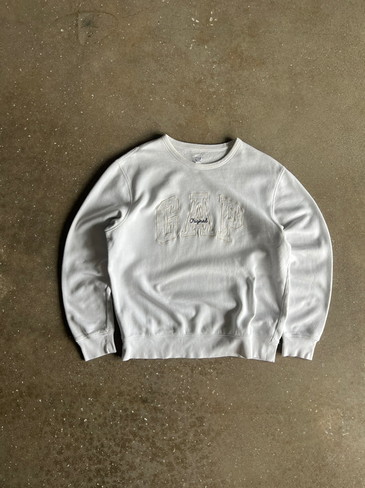 Vintage White Gap Spellout Crew - L