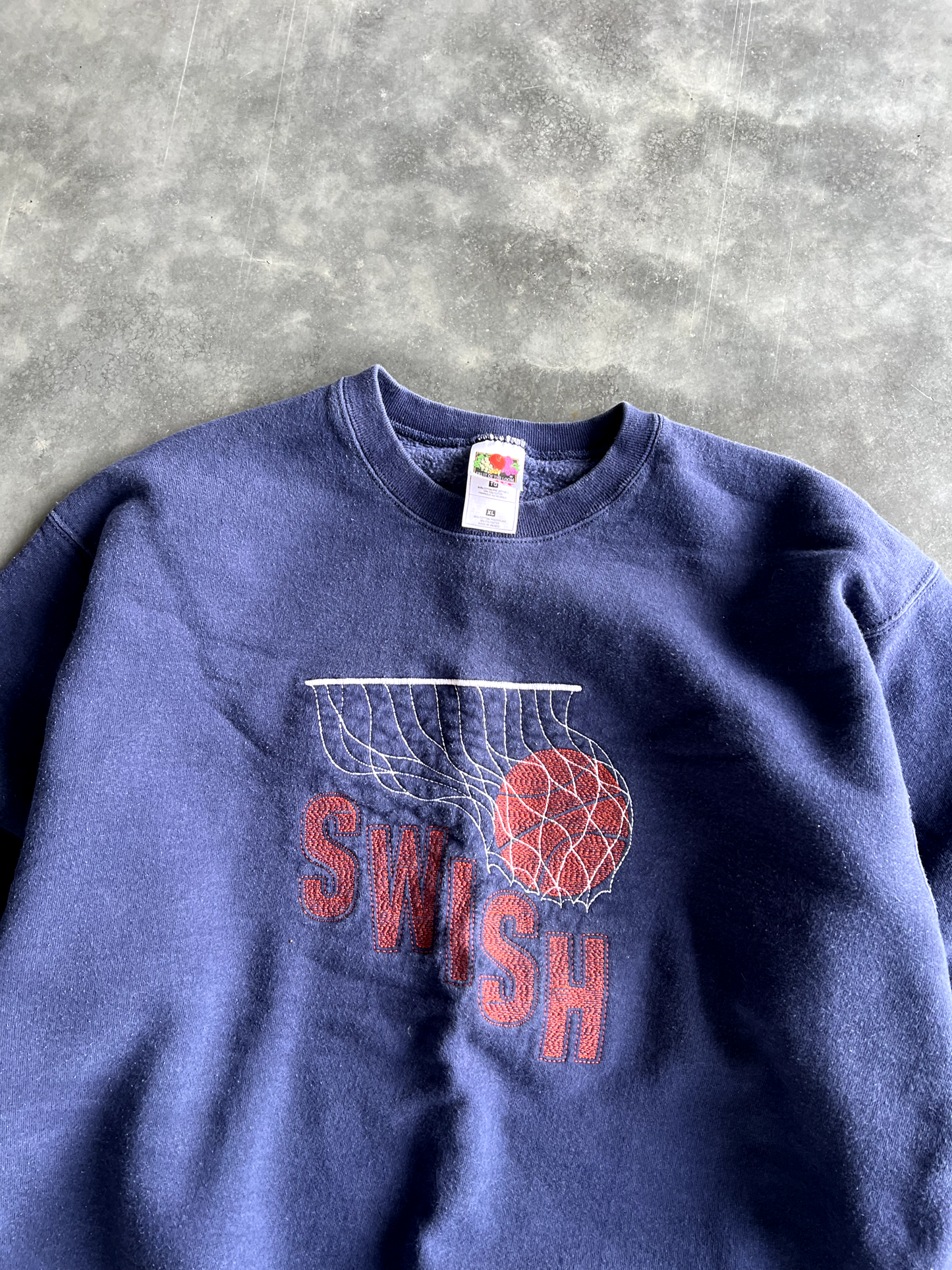 Vintage Navy Blue Swish Long Sleeve - XL