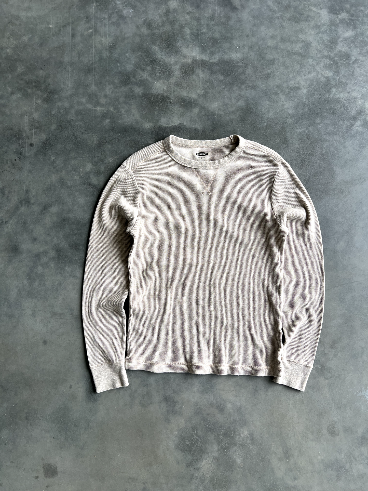 Vintage Cream Waffle Knit Long Sleeve - M