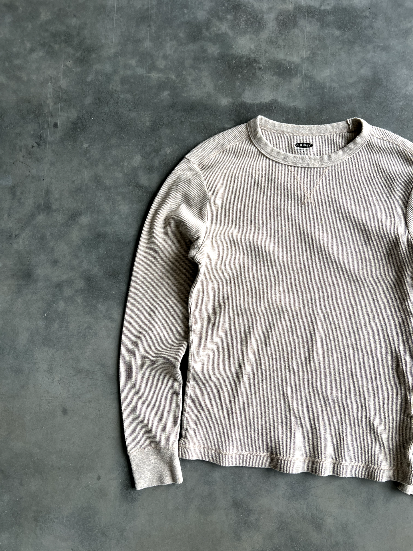 Vintage Cream Waffle Knit Long Sleeve - M