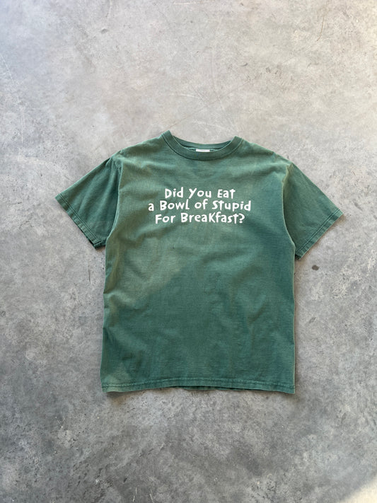 Vintage Green Funny Spellout Shirt - M/L