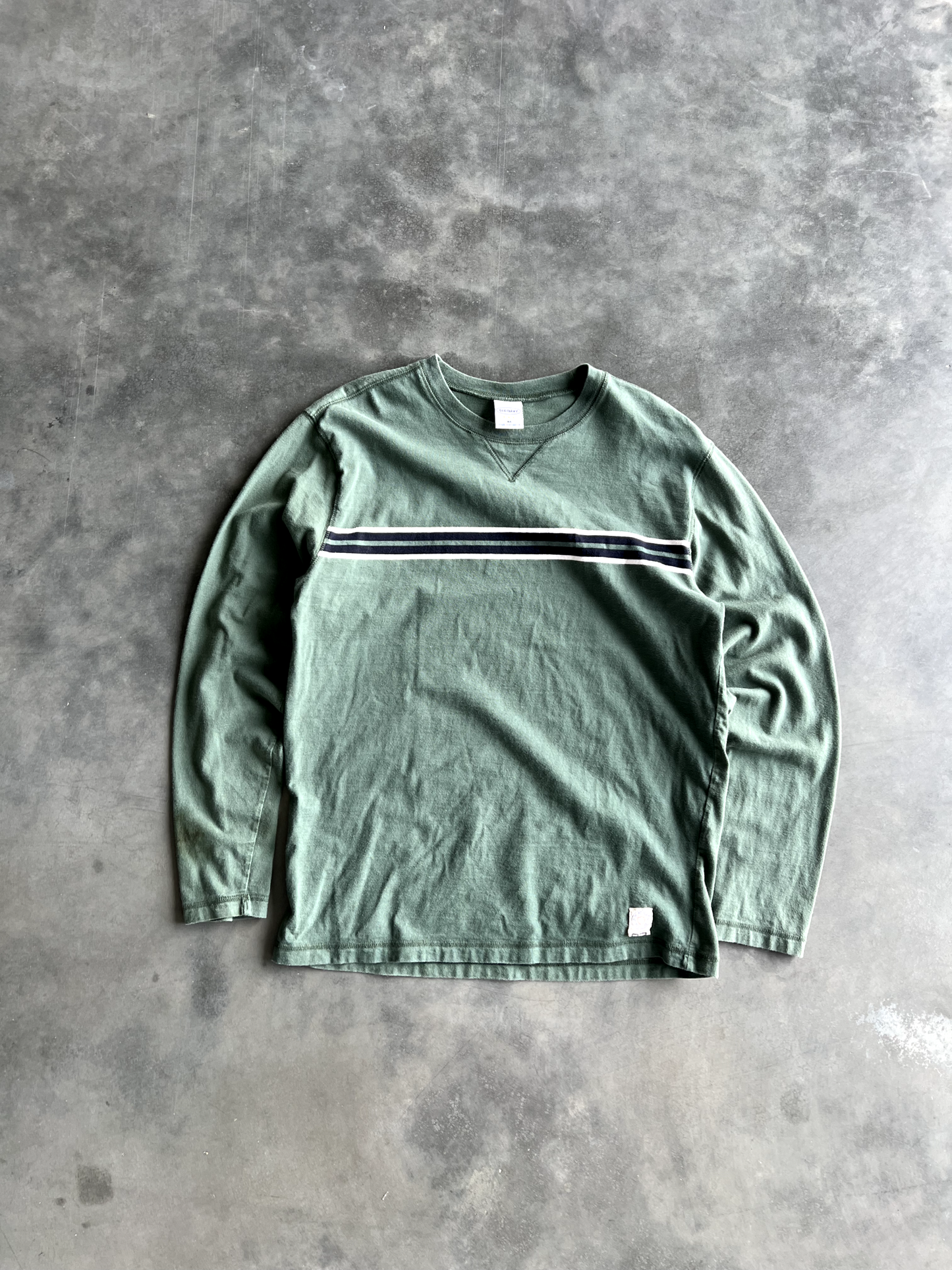 Vintage Green Striped Long Sleeve - M