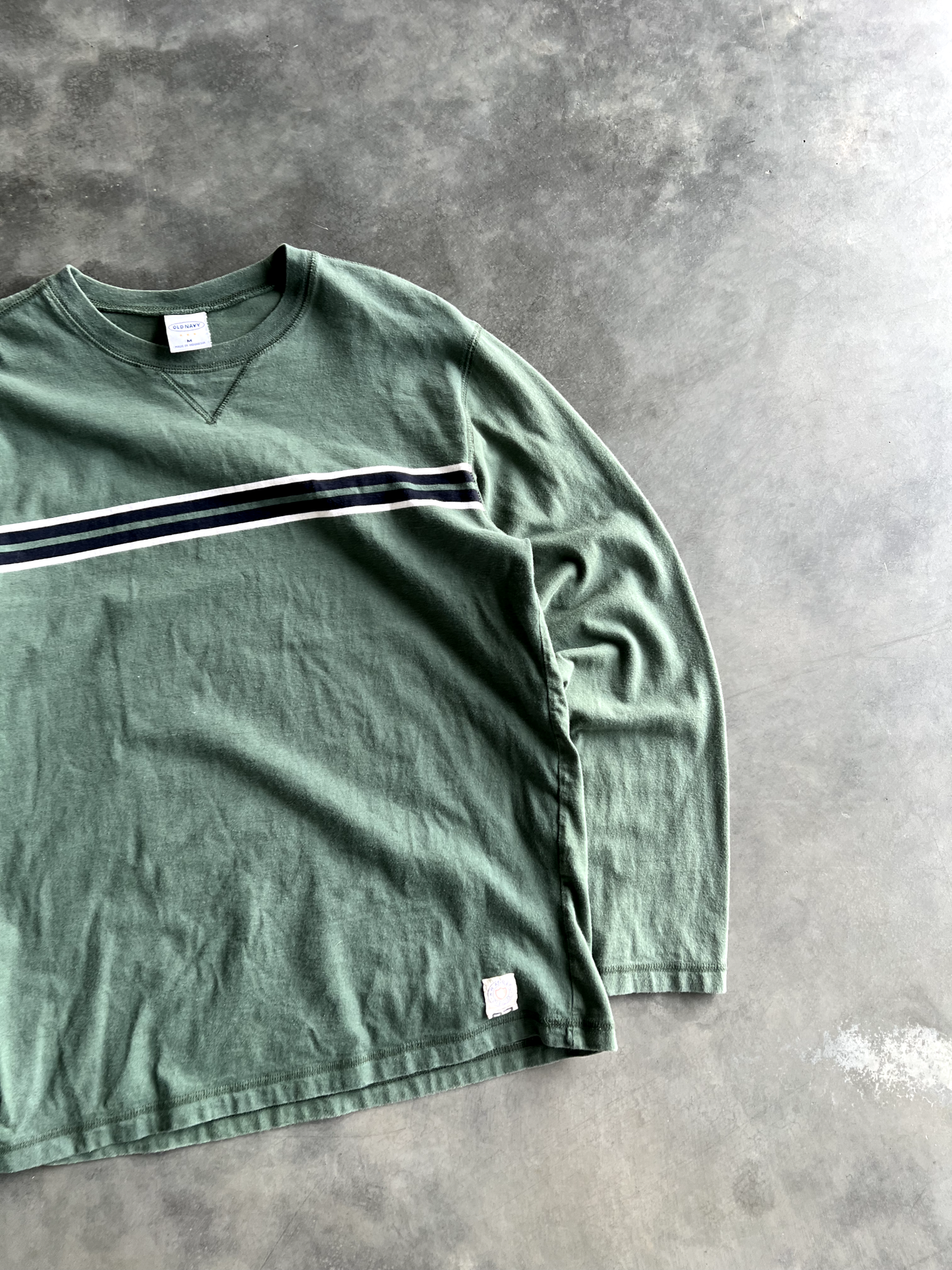 Vintage Green Striped Long Sleeve - M