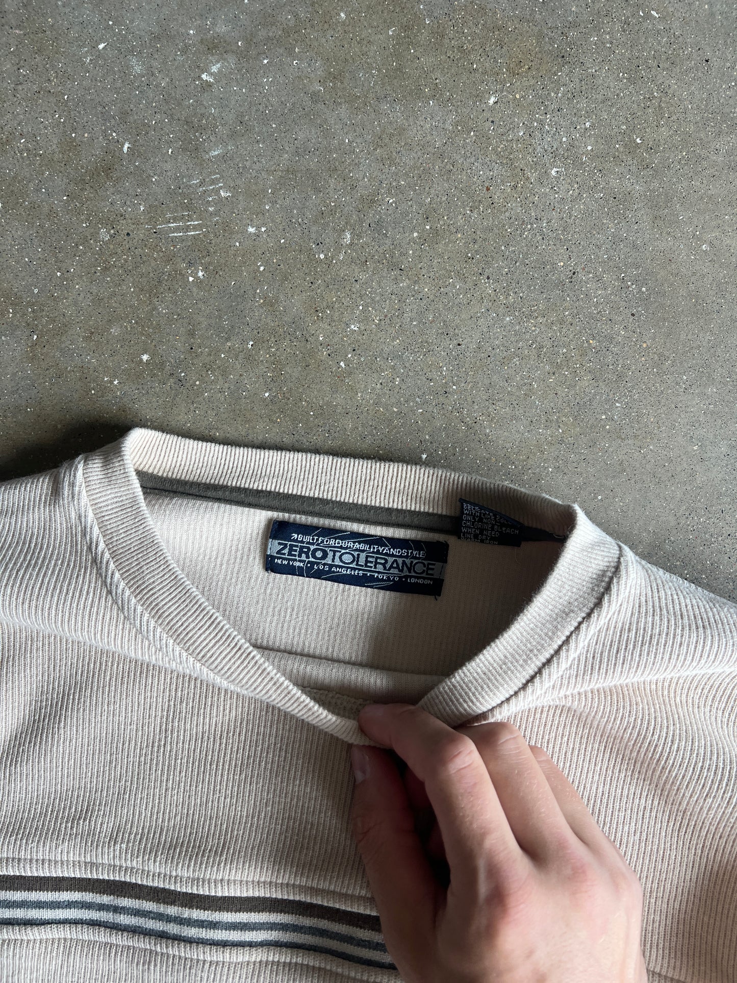 Vintage Cream Stripped Point Zero Shirt - L