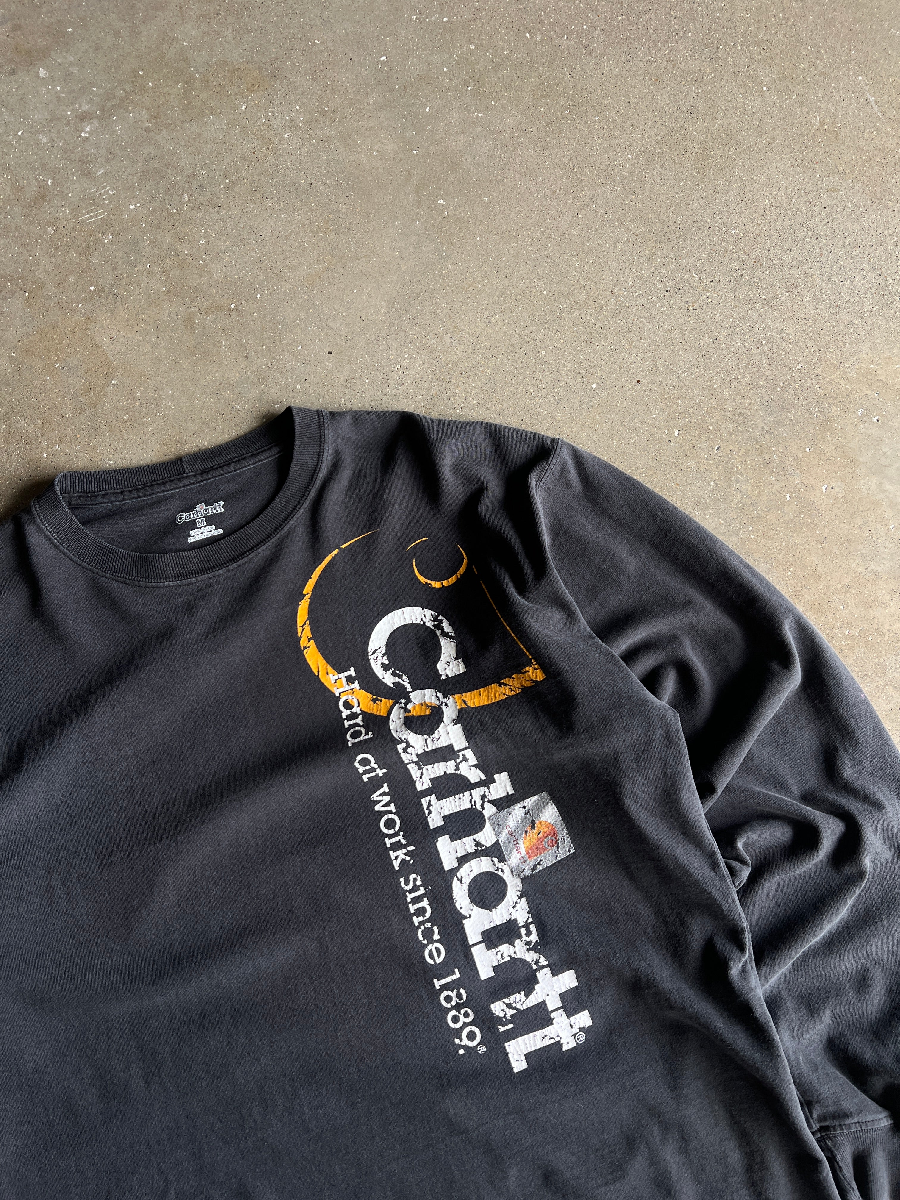 Vintage Faded Black Carhartt Shirt - M