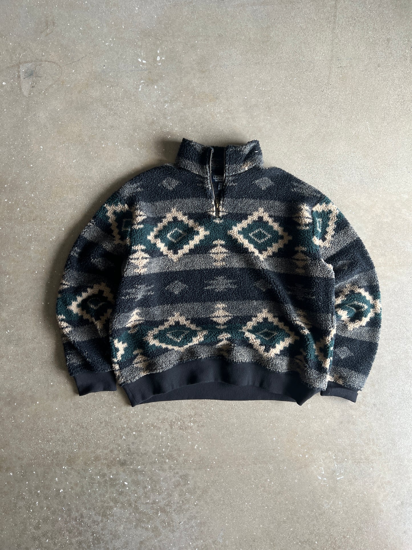 Vintage Polo Native Deep Pile Half Zip Fleece - XL
