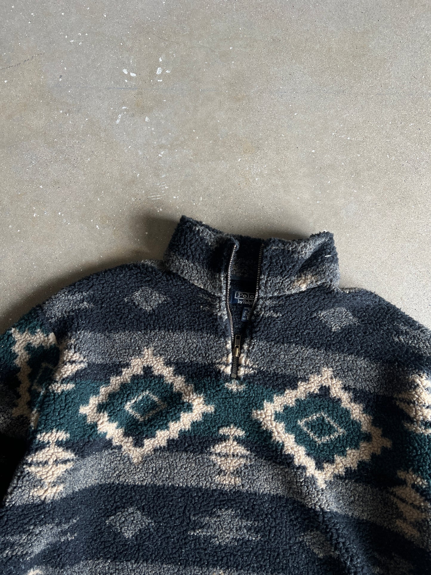 Vintage Polo Native Deep Pile Half Zip Fleece - XL