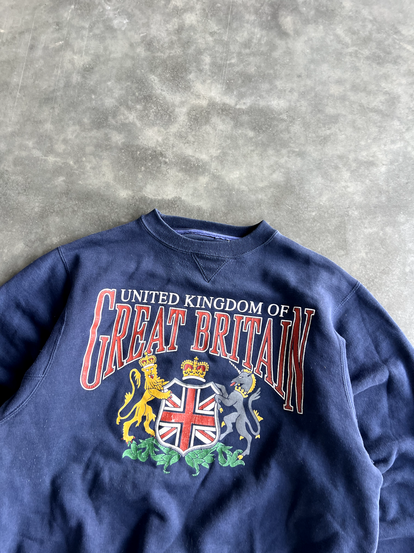 Vintage Navy Blue UK Graphic Long Sleeve - L