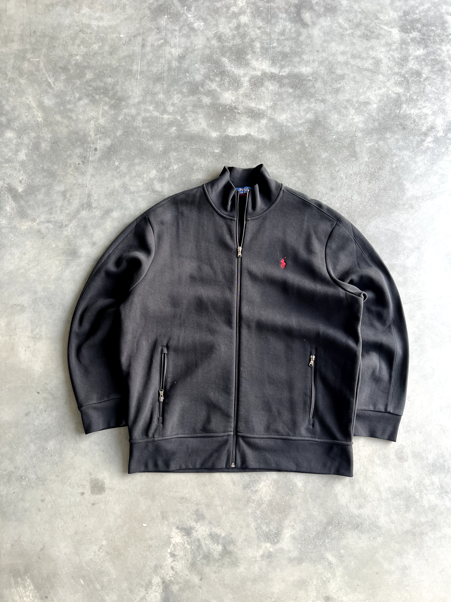 Vintage Black Polo Zip Up - XL