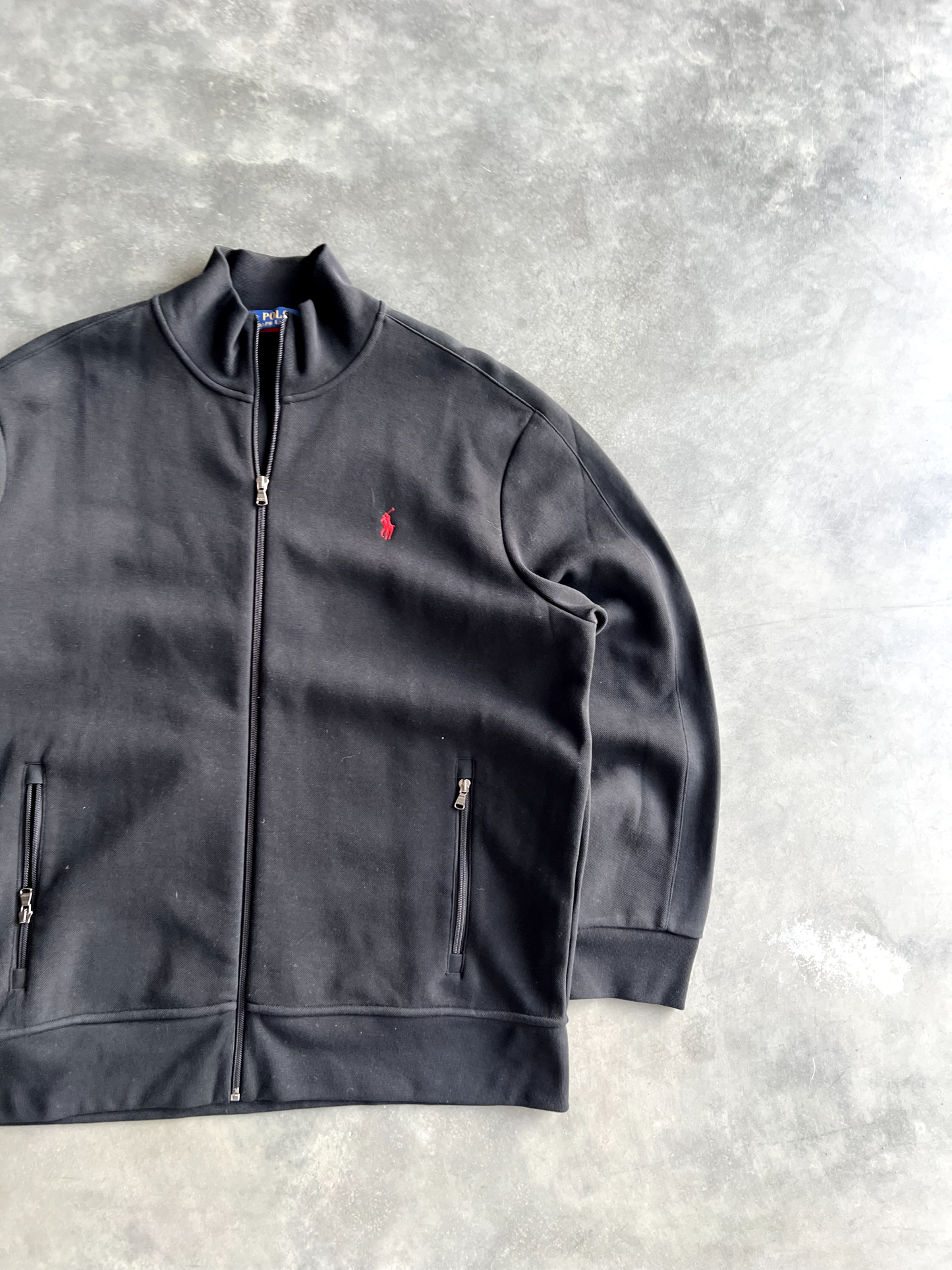 Vintage Black Polo Zip Up - XL