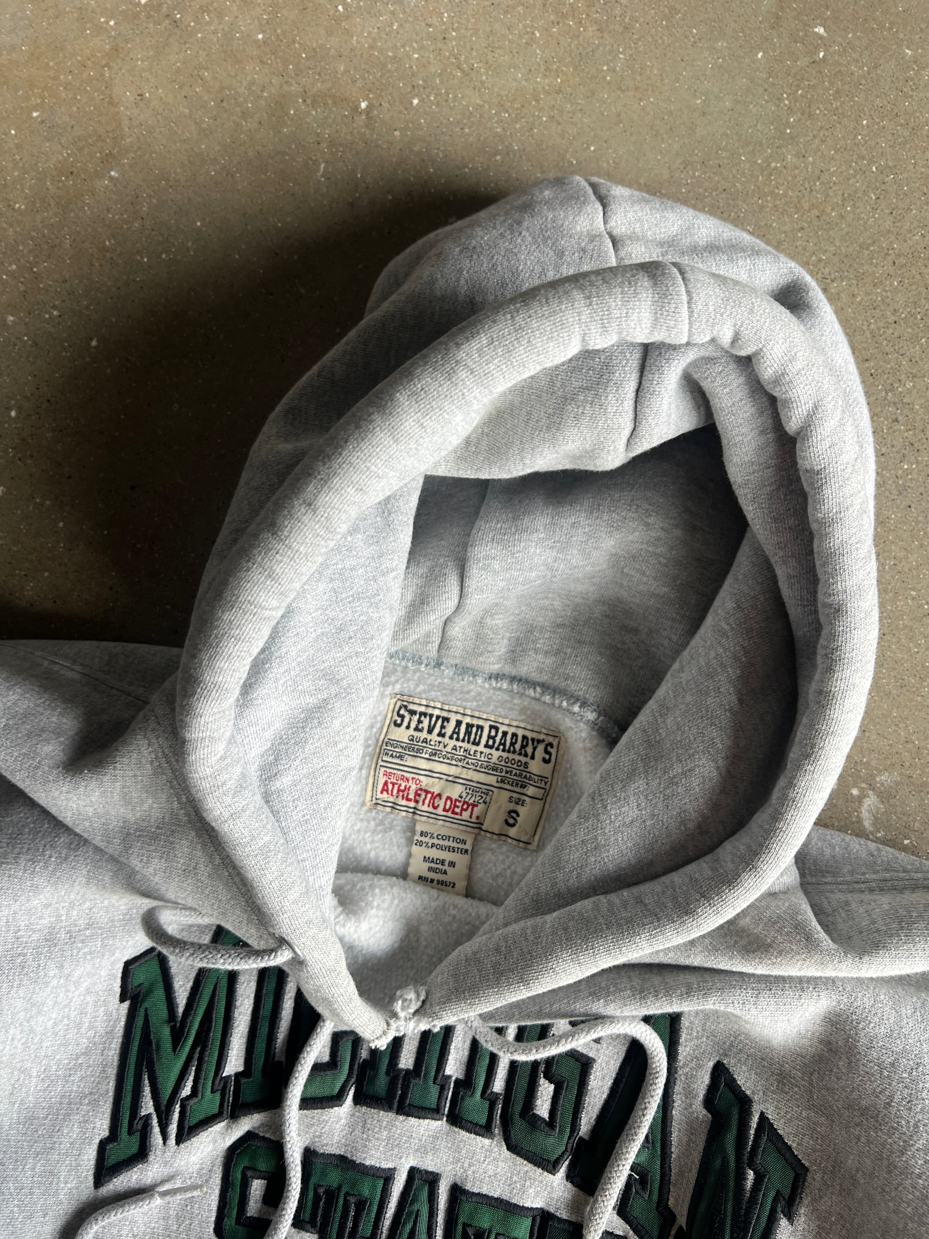 Vintage Grey Michigan State Hoodie - S
