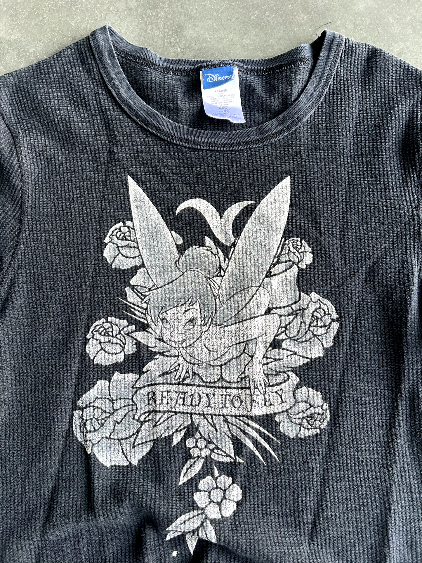 Vintage Black Disney Tinkerbell Long Sleeve - XL