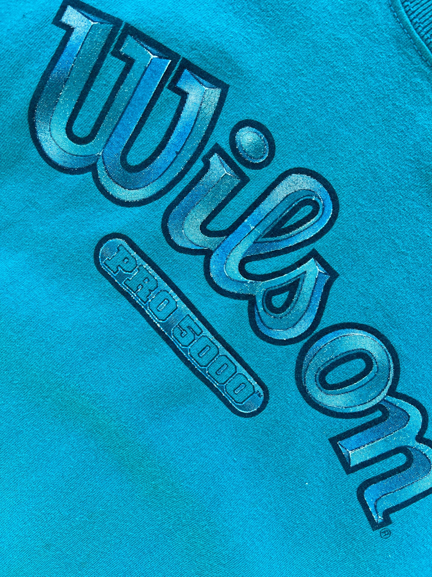 Vintage Aqua Blue Wilson Spellout Shirt - XL