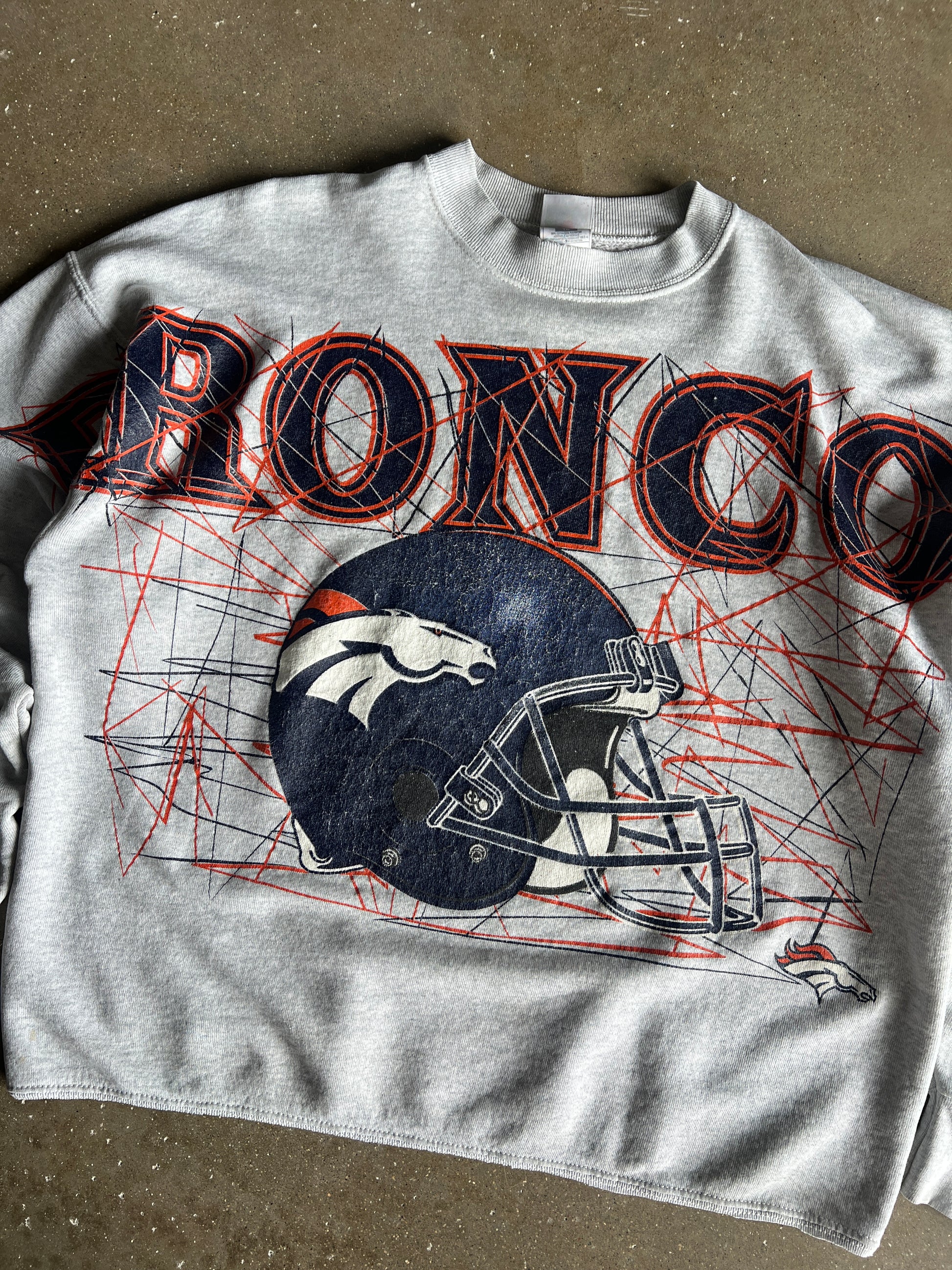 Vintage Broncos All Over Print Crew - XL