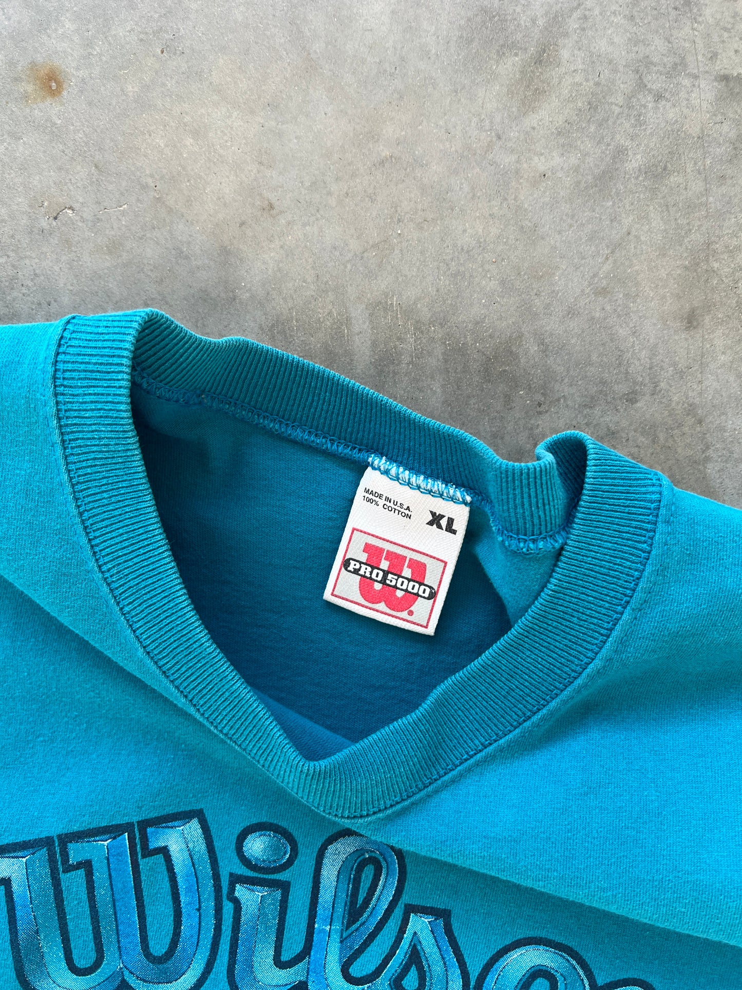 Vintage Aqua Blue Wilson Spellout Shirt - XL