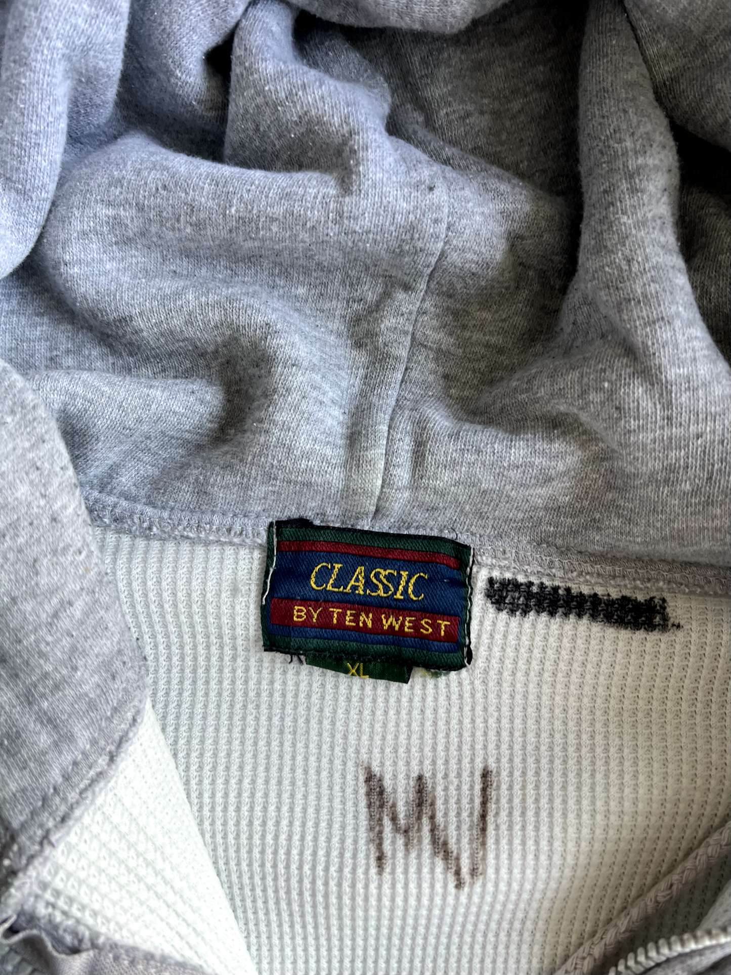 Vintage Grey Zip Up Hoodie - XL