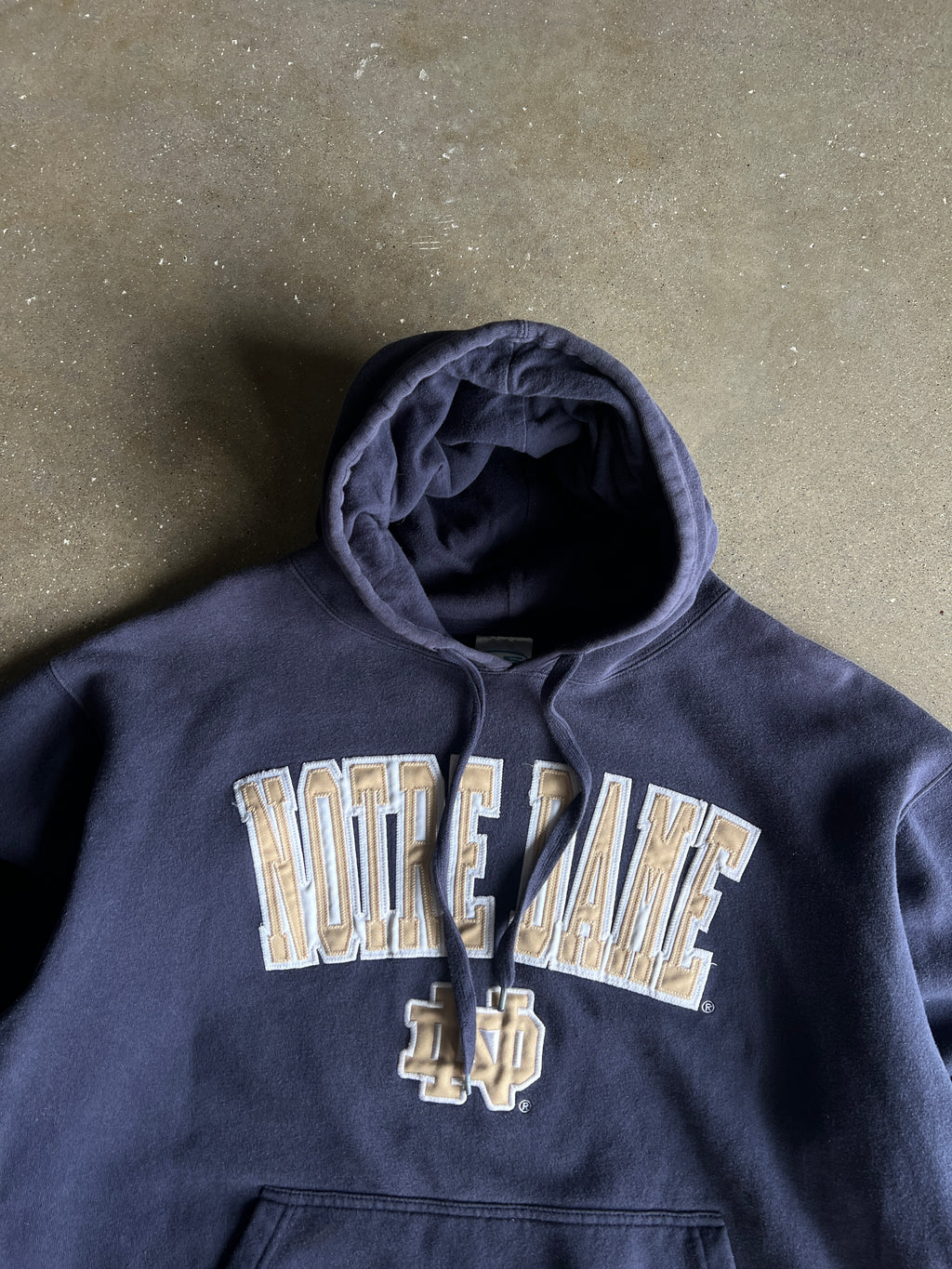 Vintage Navy Blue Notre Dame Hoodie - L