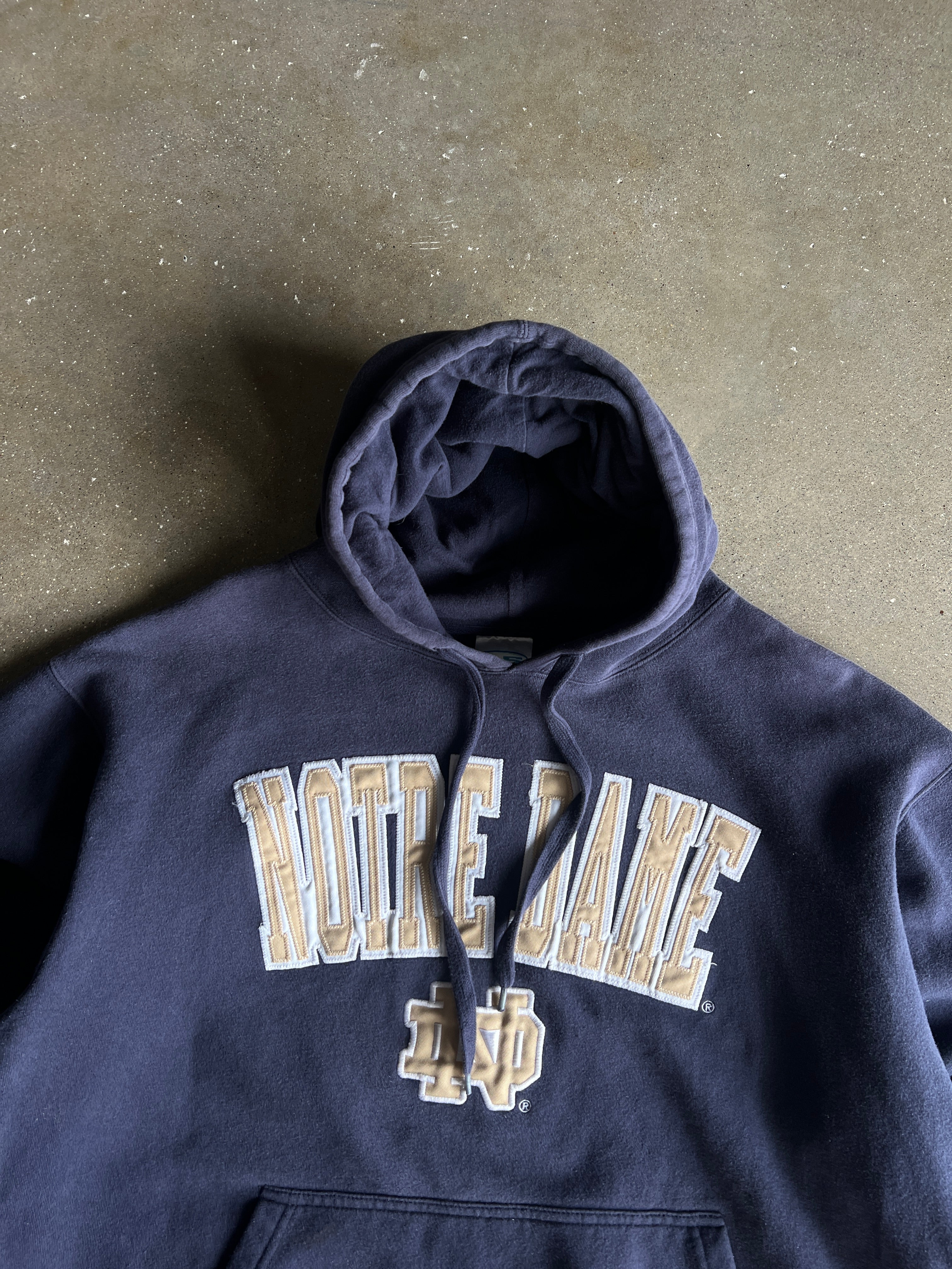 Vintage Navy Blue Notre Dame Hoodie - L