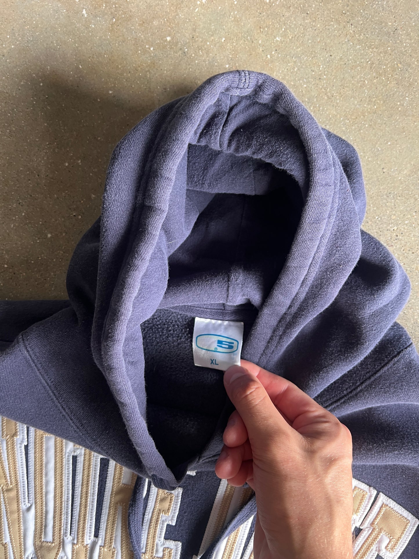 Vintage Navy Blue Notre Dame Hoodie - L