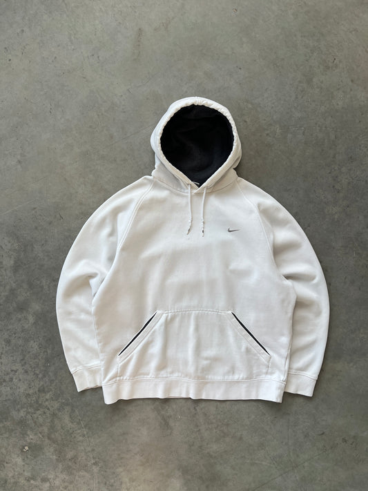 Vintage White Nike Swoosh Hoodie - M/L